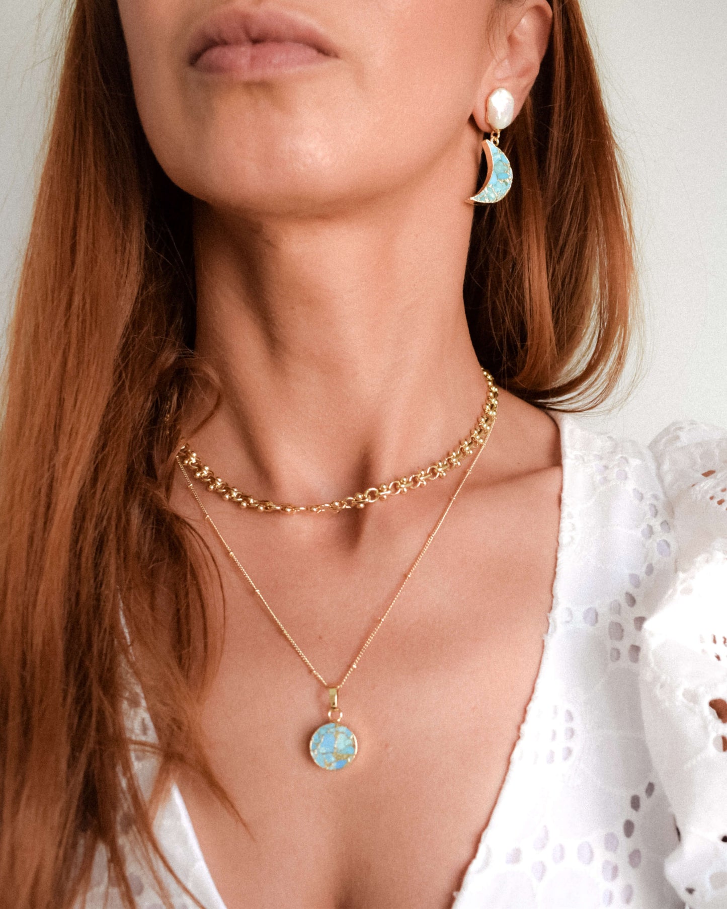 Cercei semiluna turcoaz vara 2023 Love and Stars Jewels