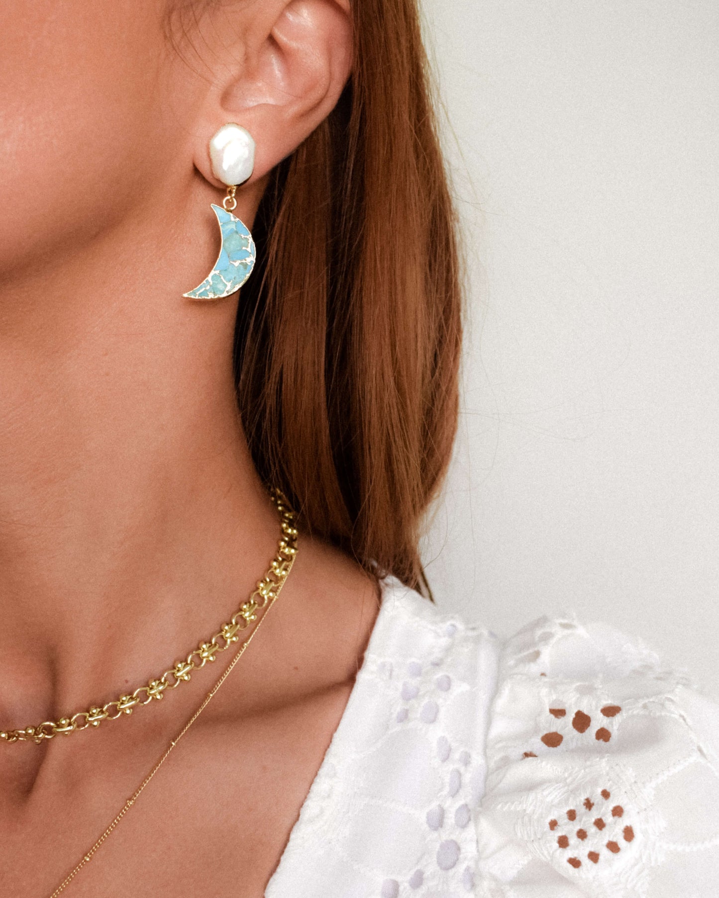Cercei semiluna turcoaz vara 2023 Love and Stars Jewels