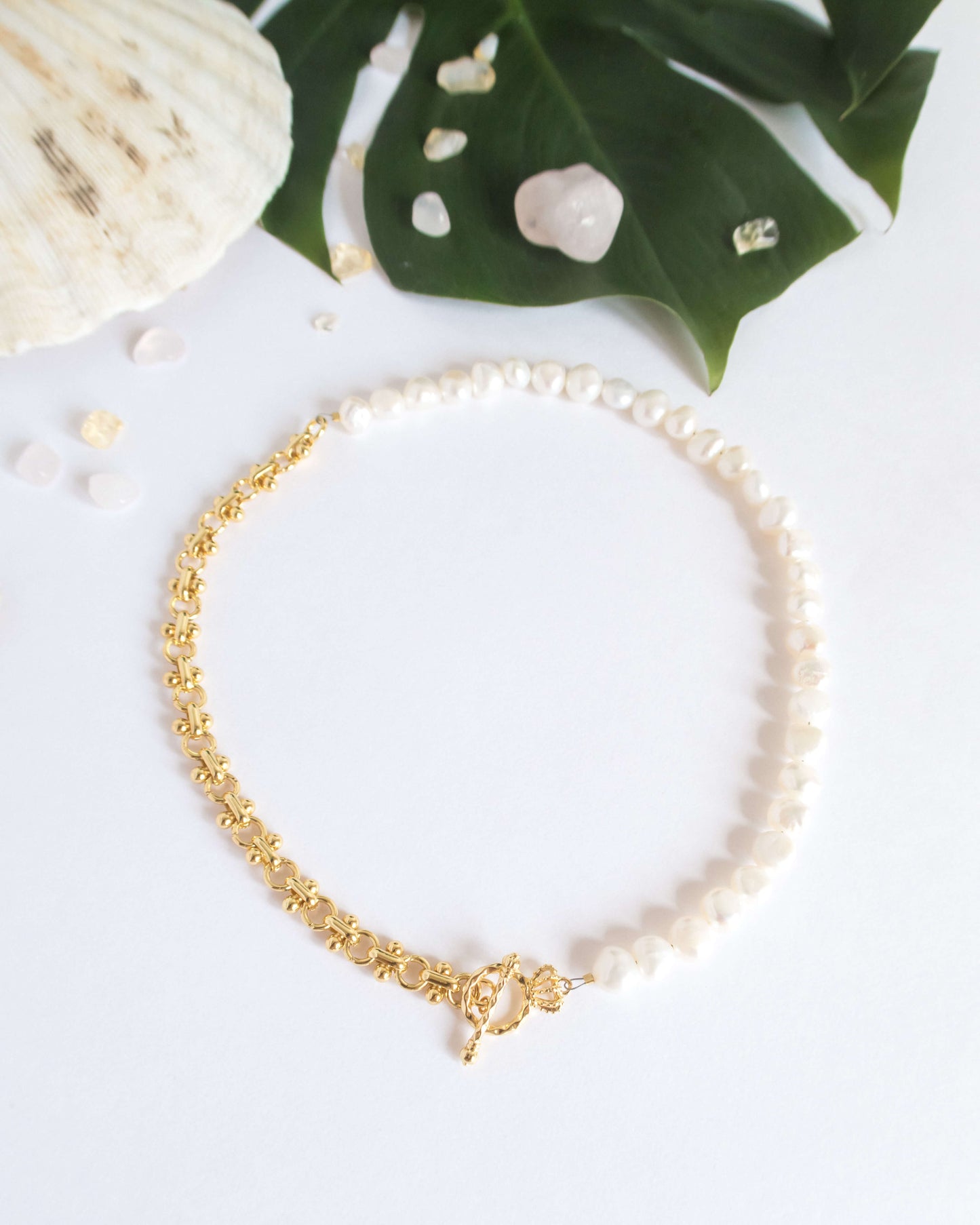 Colier la baza gâtului din perle naturale Love and Stars Jewels