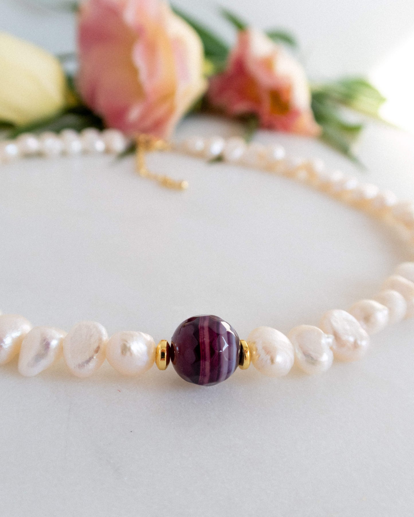 colier perle naturale agat mov colier de zi cu zi love and stars jewels