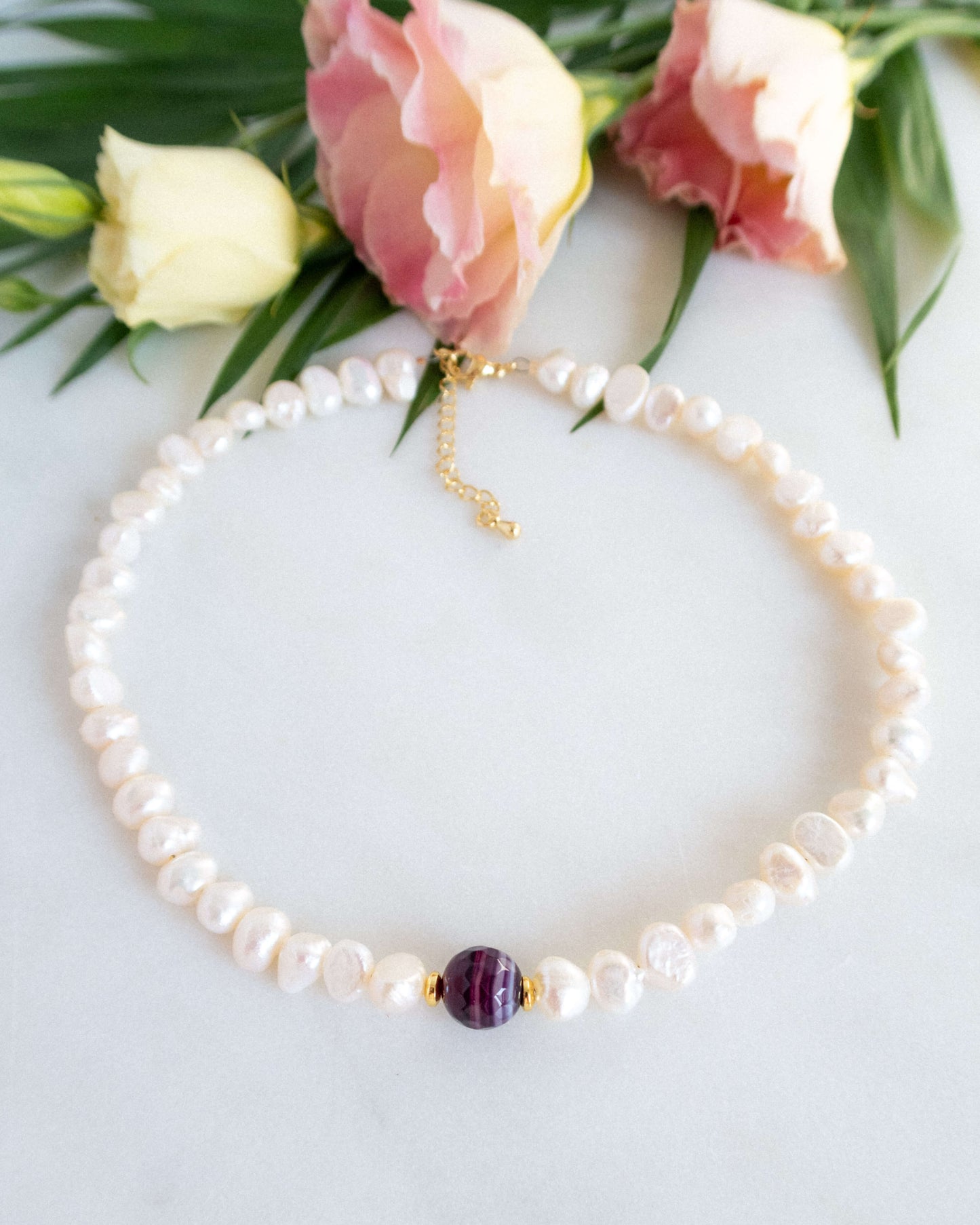 colier perle naturale agat mov colier de zi cu zi love and stars jewels