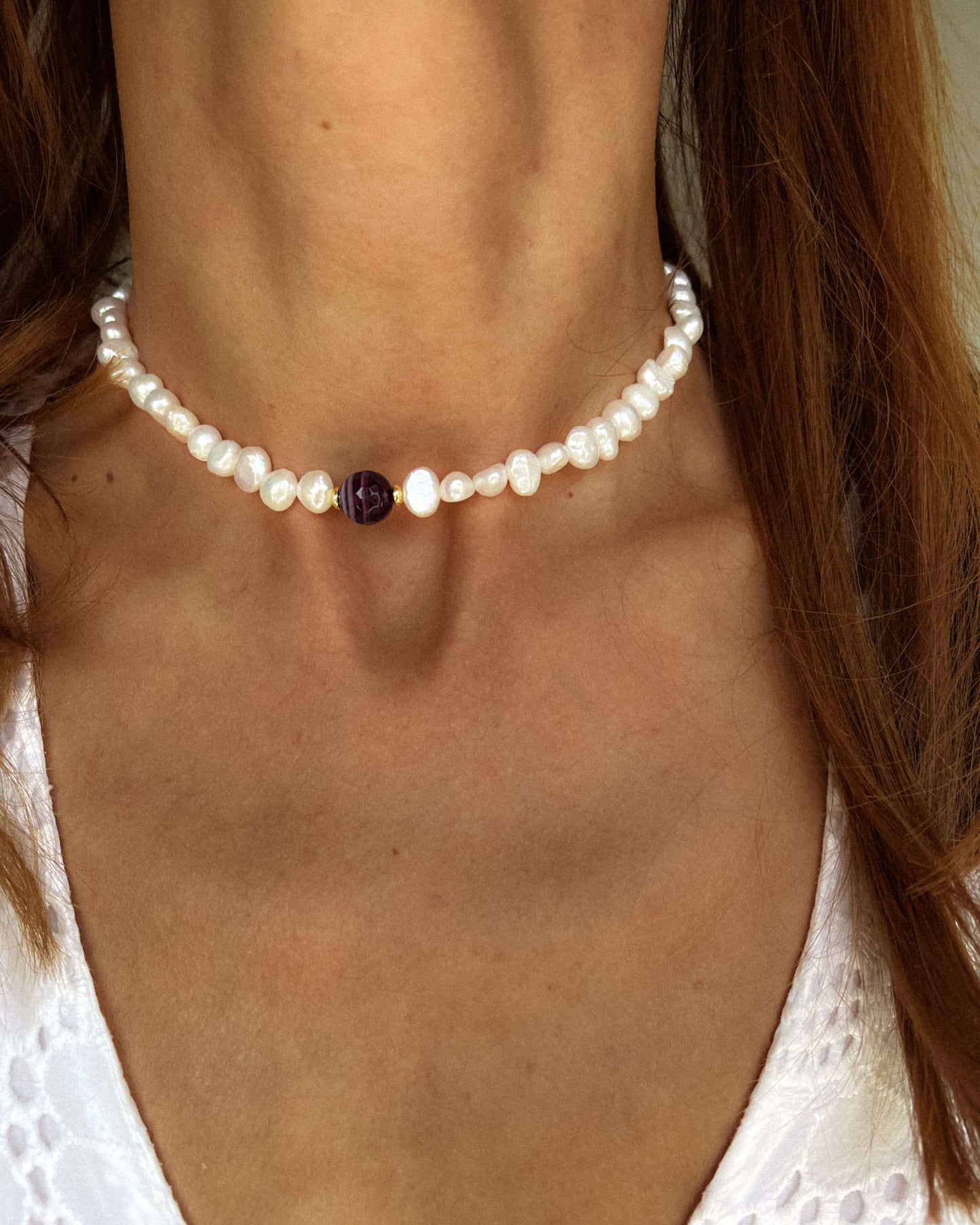 colier perle naturale agat mov colier de zi cu zi love and stars jewels