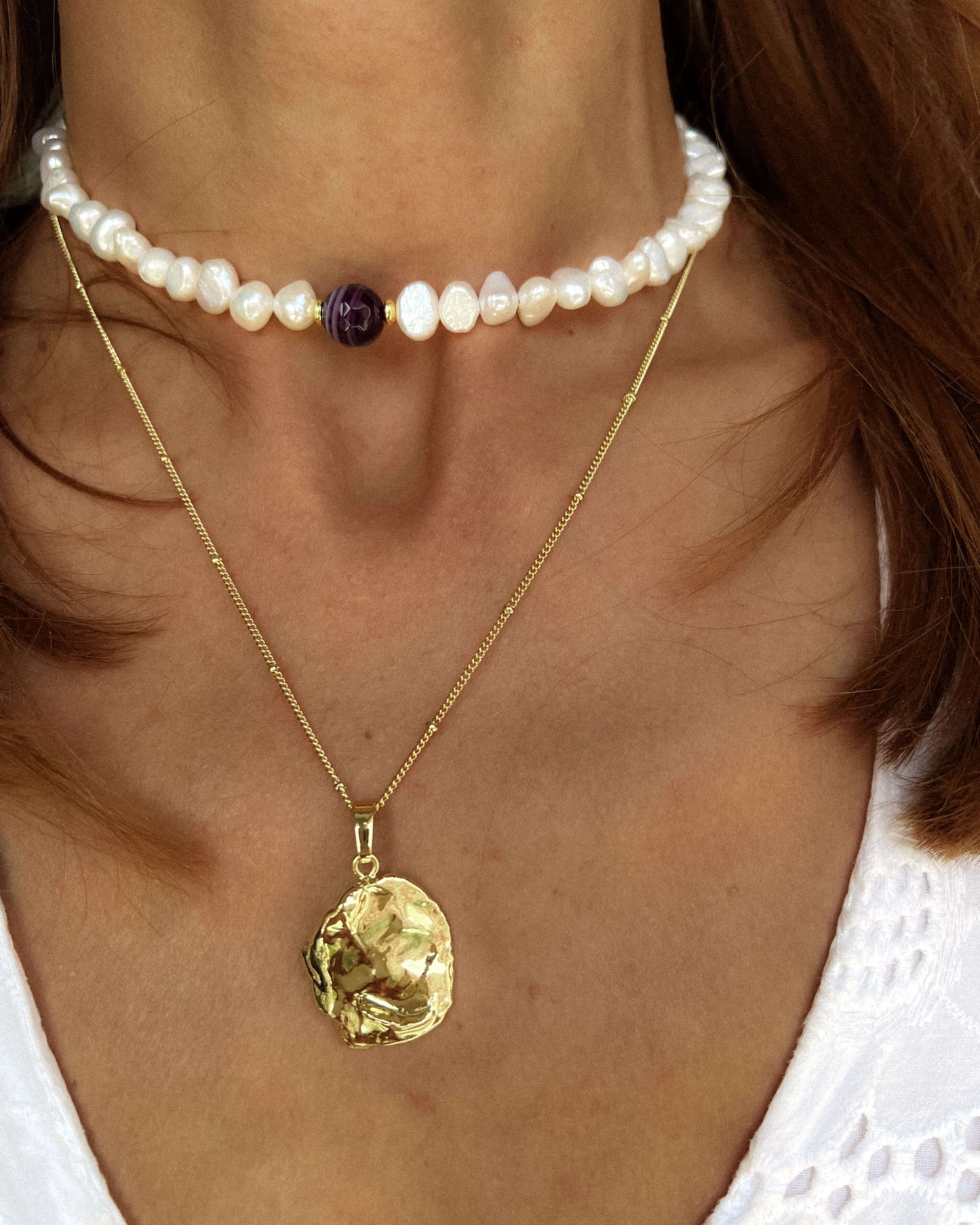 colier perle naturale agat mov colier de zi cu zi love and stars jewels