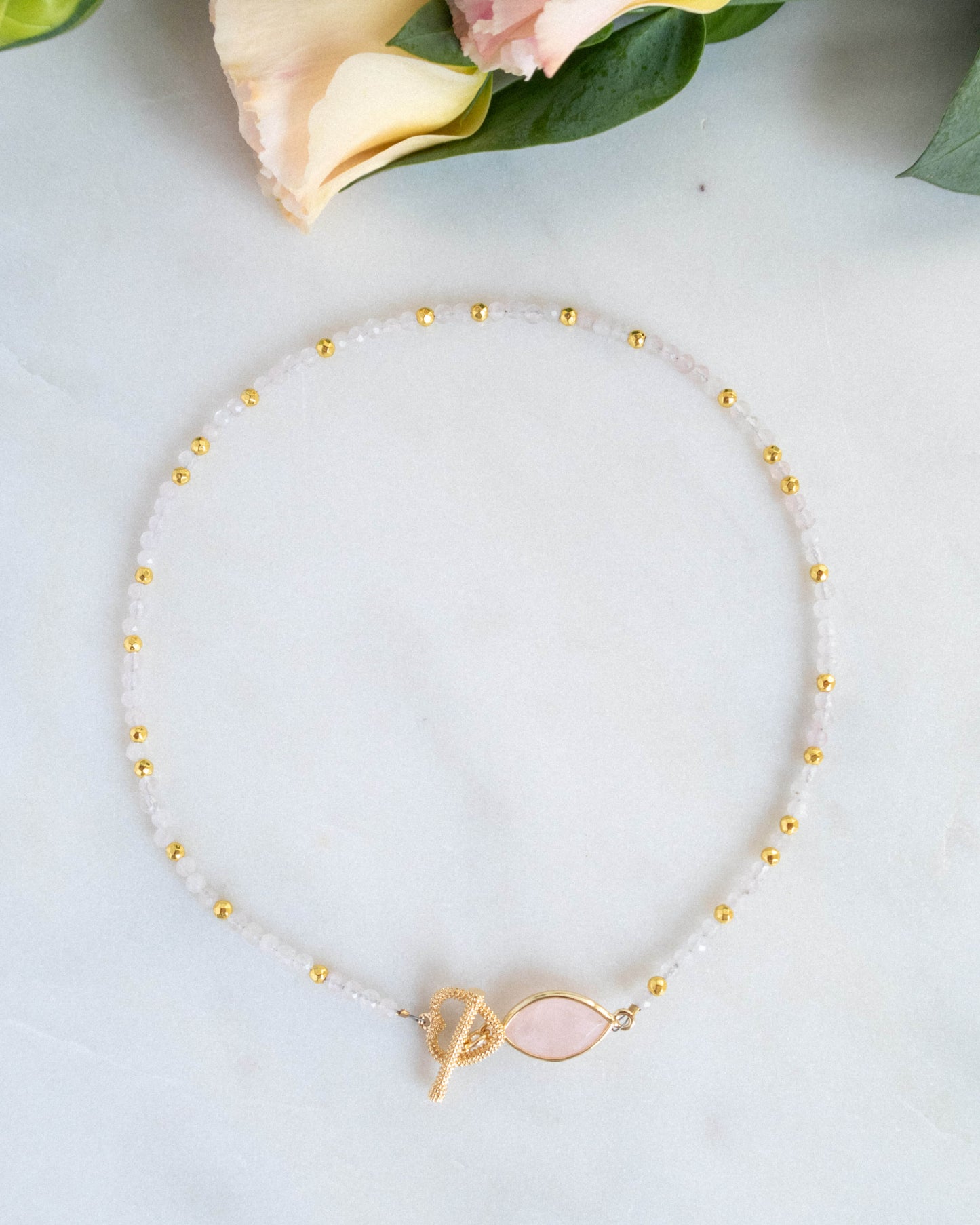 Colier la baza gâtului cuarț roz Love and Stars Jewels