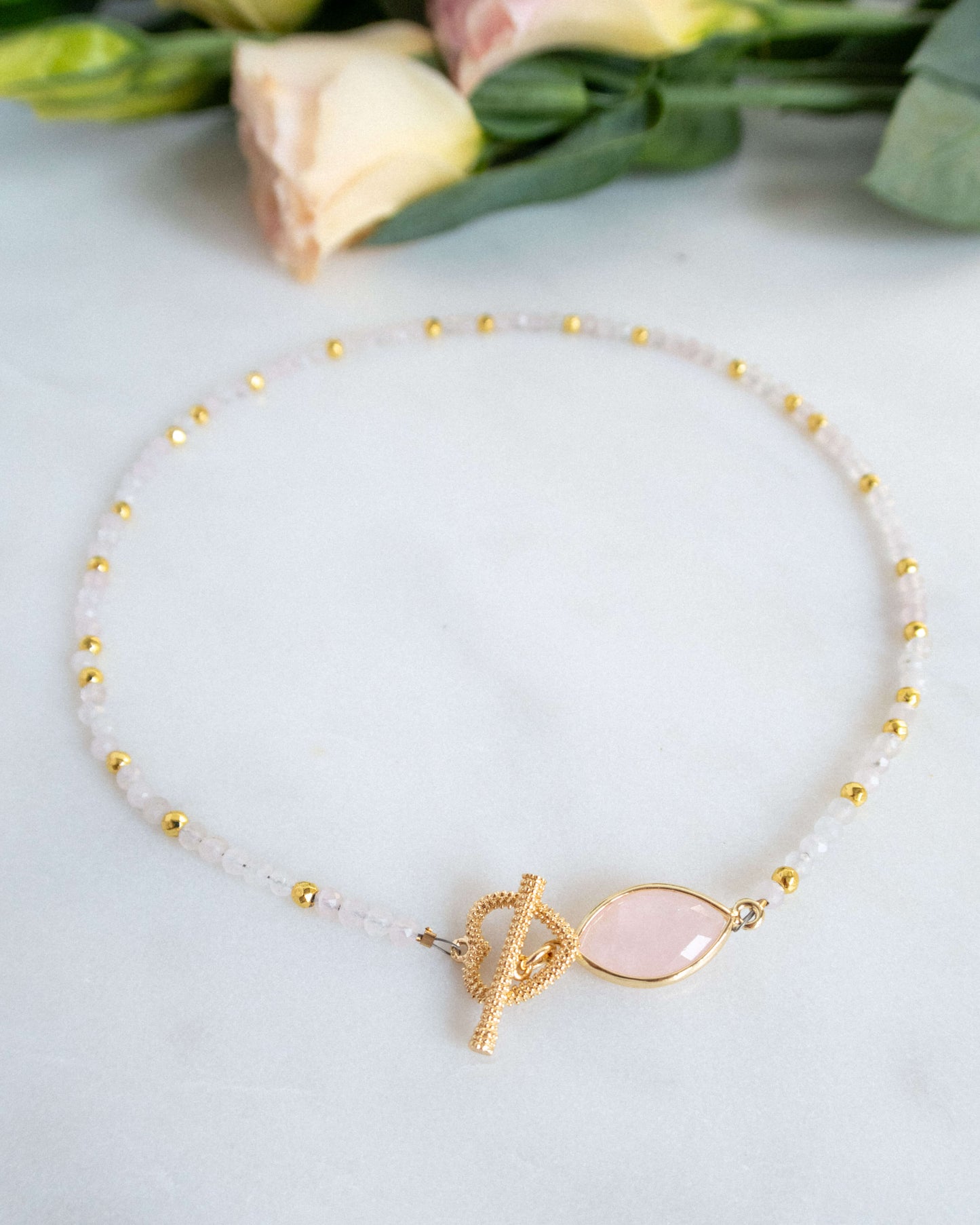 Colier la baza gâtului cuarț roz Love and Stars Jewels