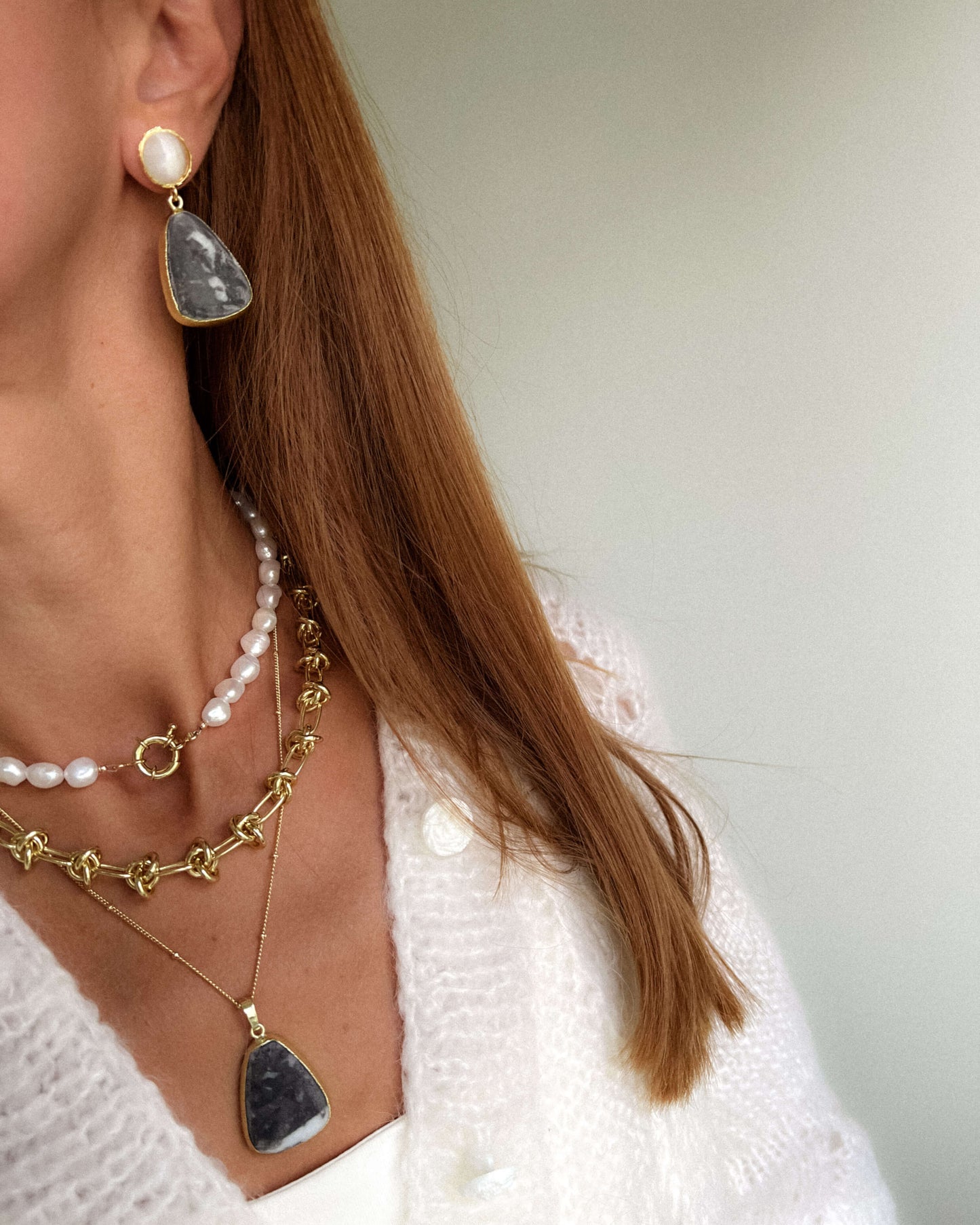 Colier la baza gâtului perle naturale Love and Stars Jewels