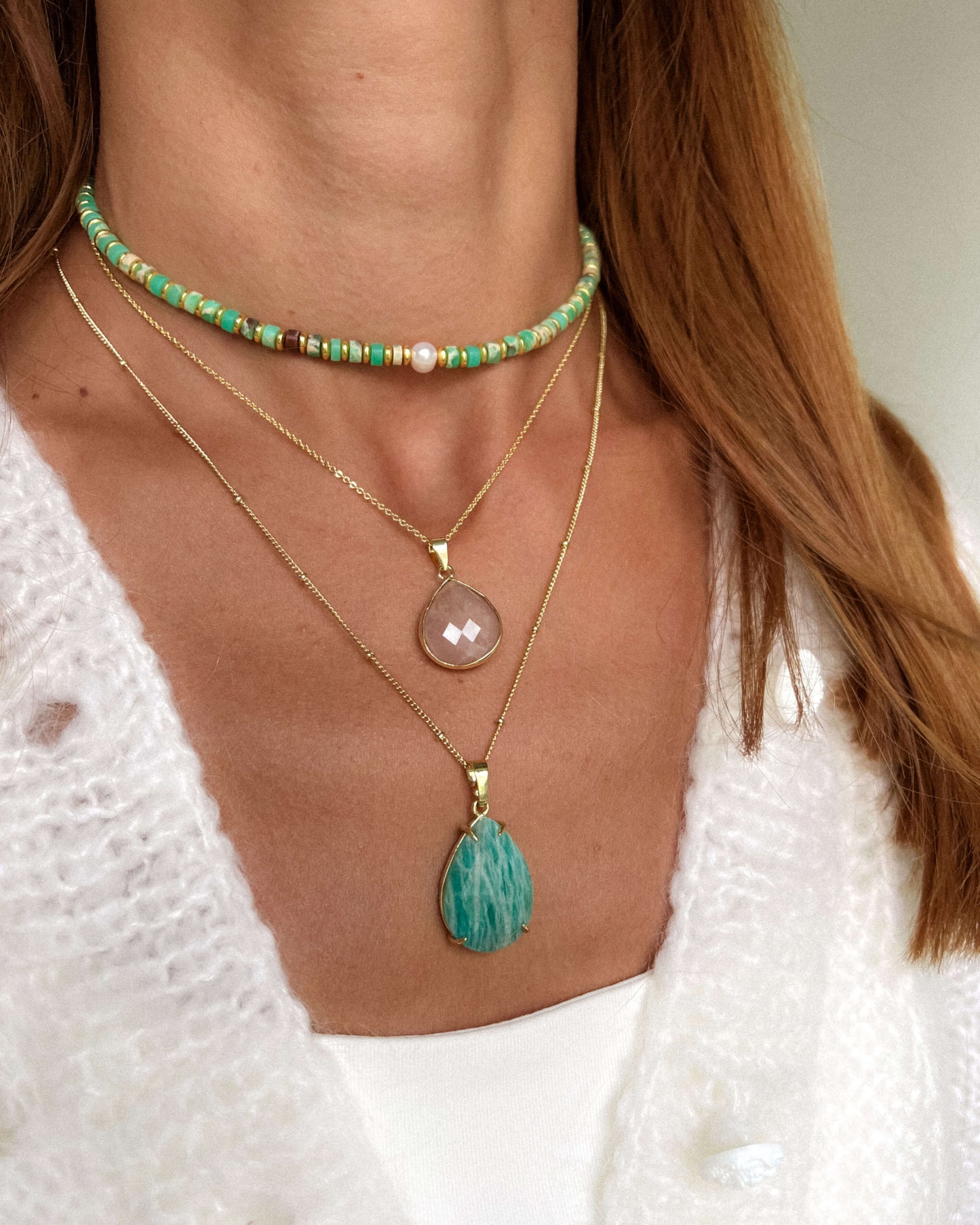Colier cu pandant amazonit Love and Stars Jewels