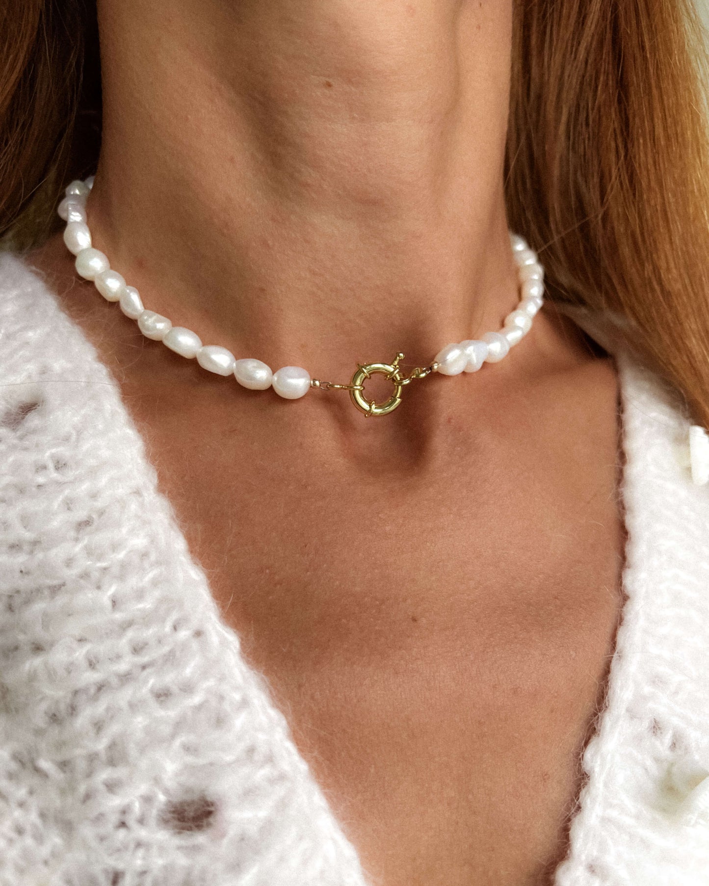 Colier la baza gâtului perle naturale Love and Stars Jewels