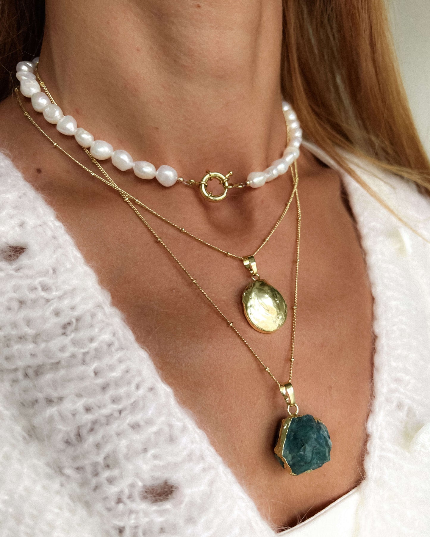 Colier la baza gâtului perle naturale Love and Stars Jewels