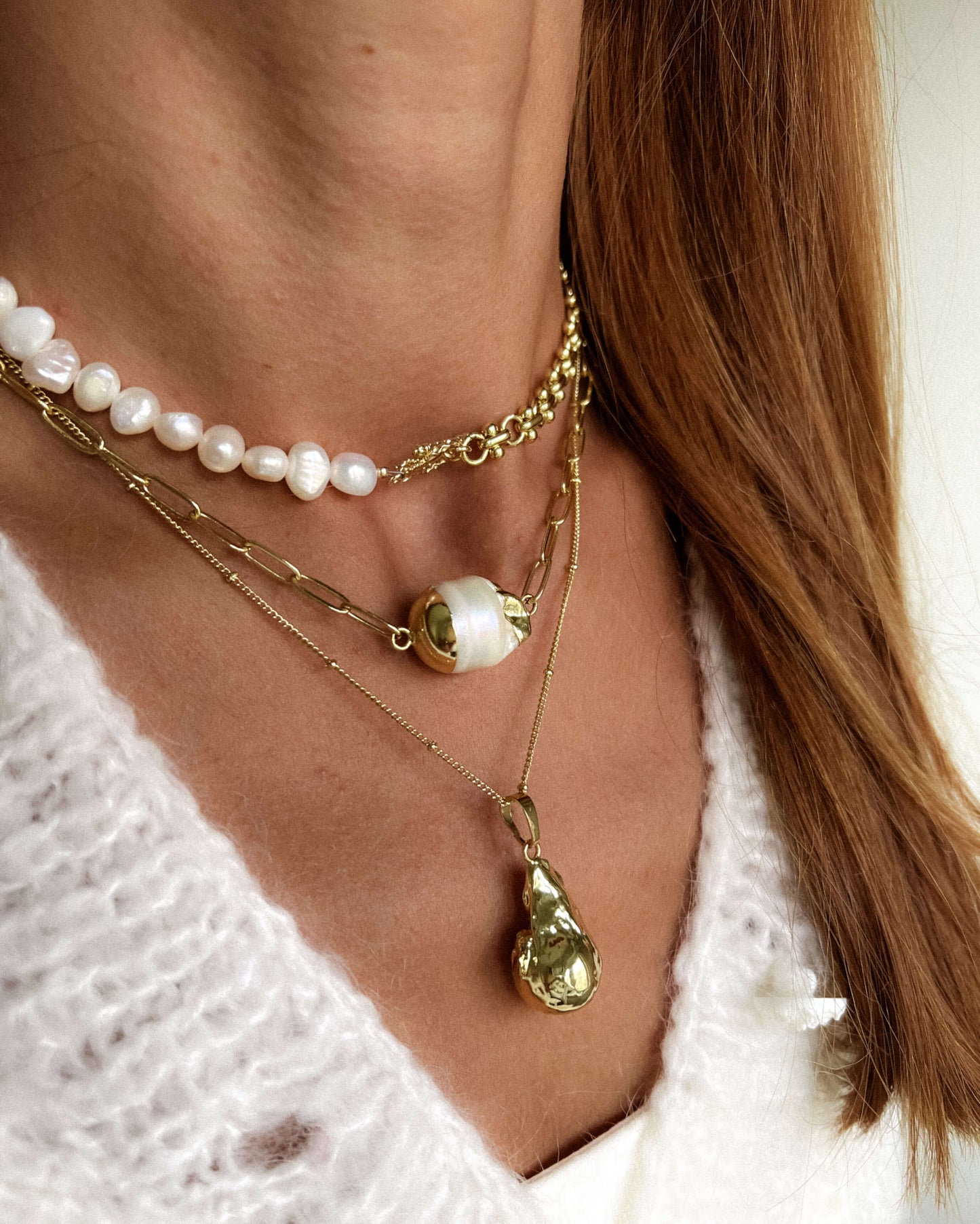 Colier de zi cu zi cu perla baroc Love and Stars Jewels