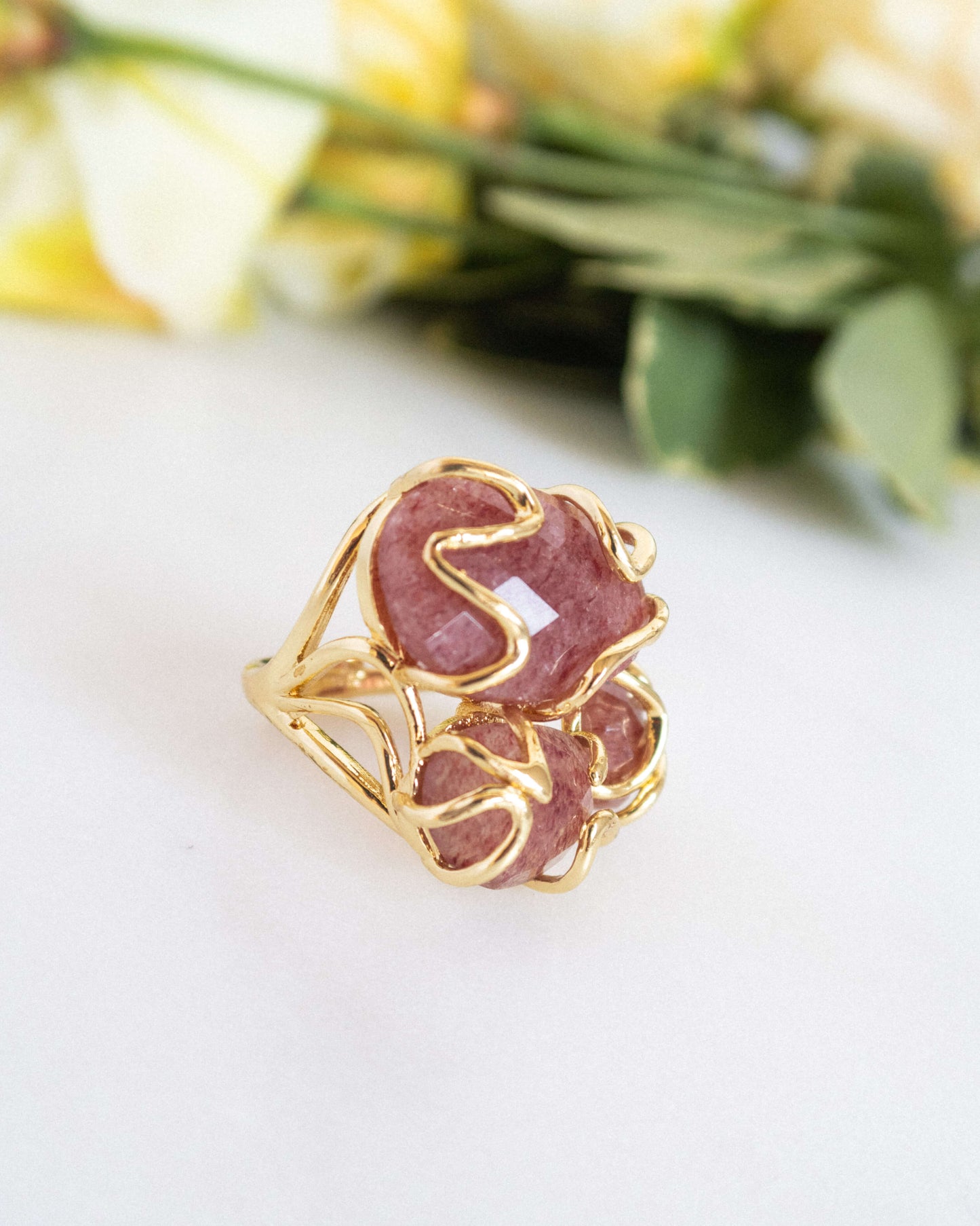 Inel reglabil cu cuarț Love and Stars Jewels