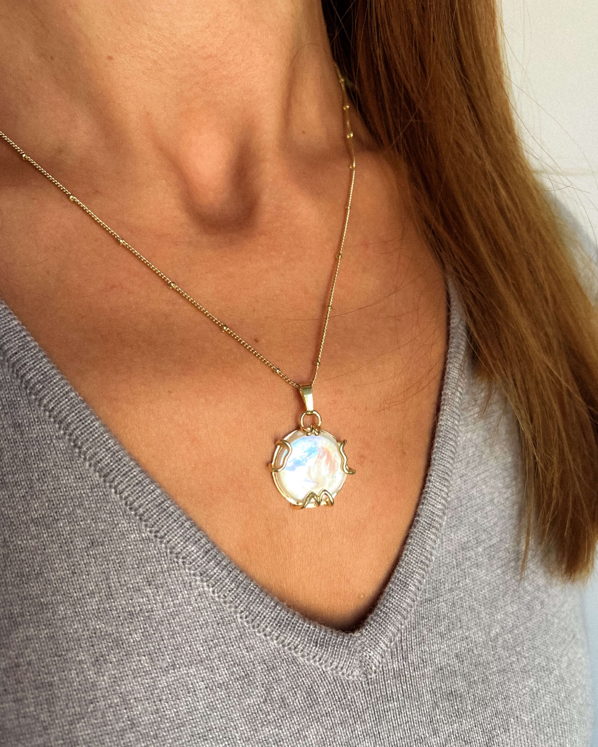 colier pandant perla naturala baroc love and stars jewels