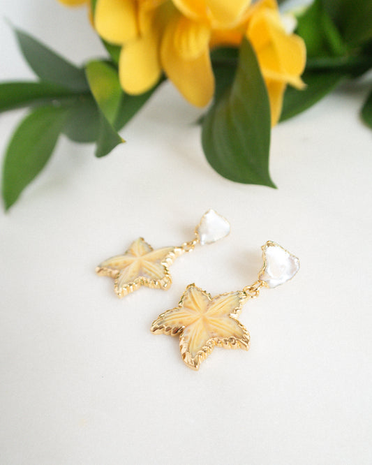 Cercei foarte usori cu stele perle naturale Love and Stars Jewels