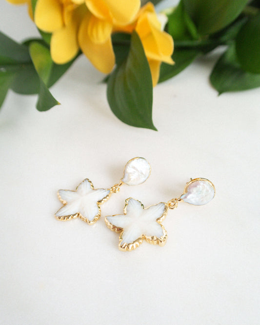 cercei stele sidef albe love and stars jewels