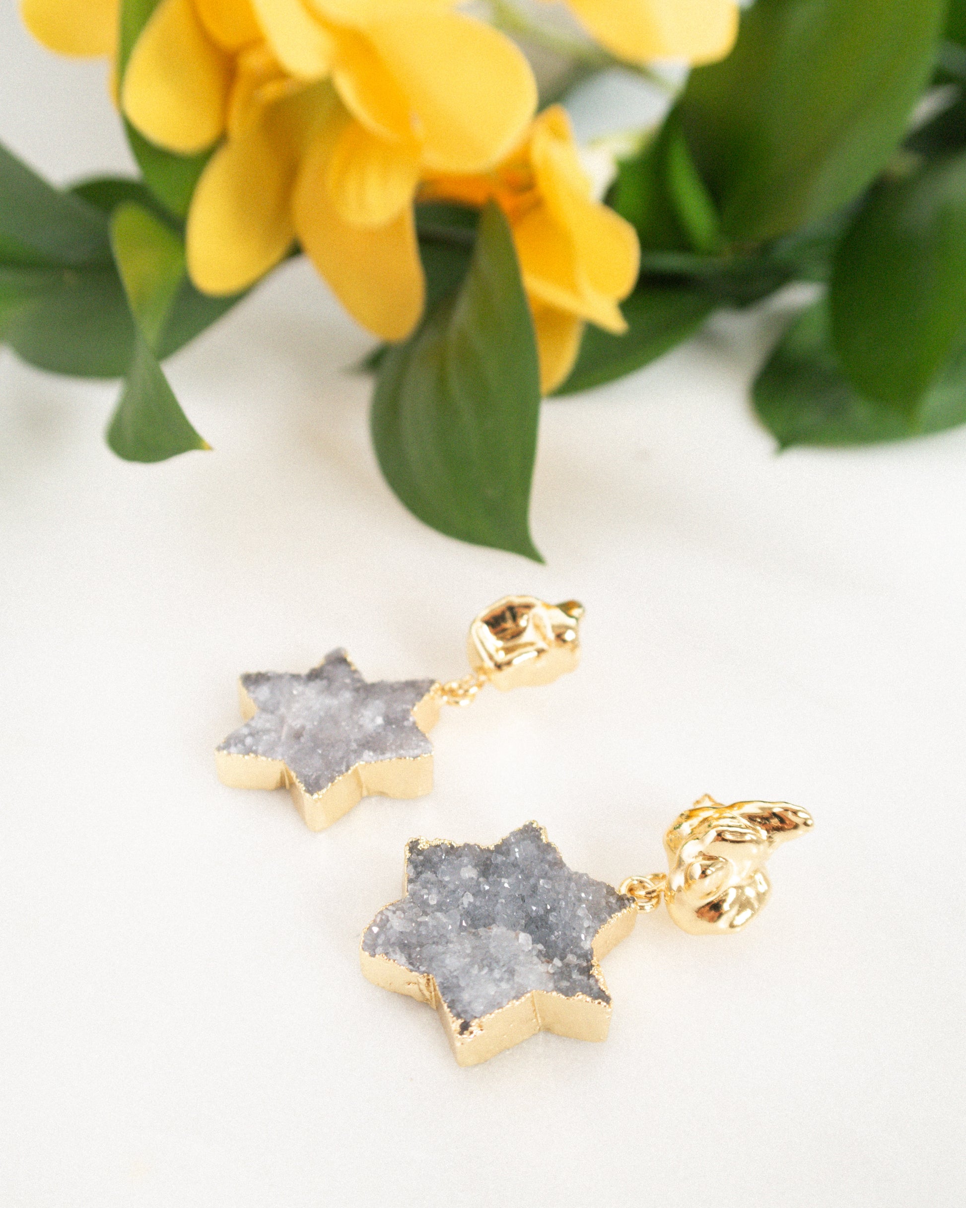 Cercei usori stea in 6 colturi steaua lui David Love and Stars Jewels