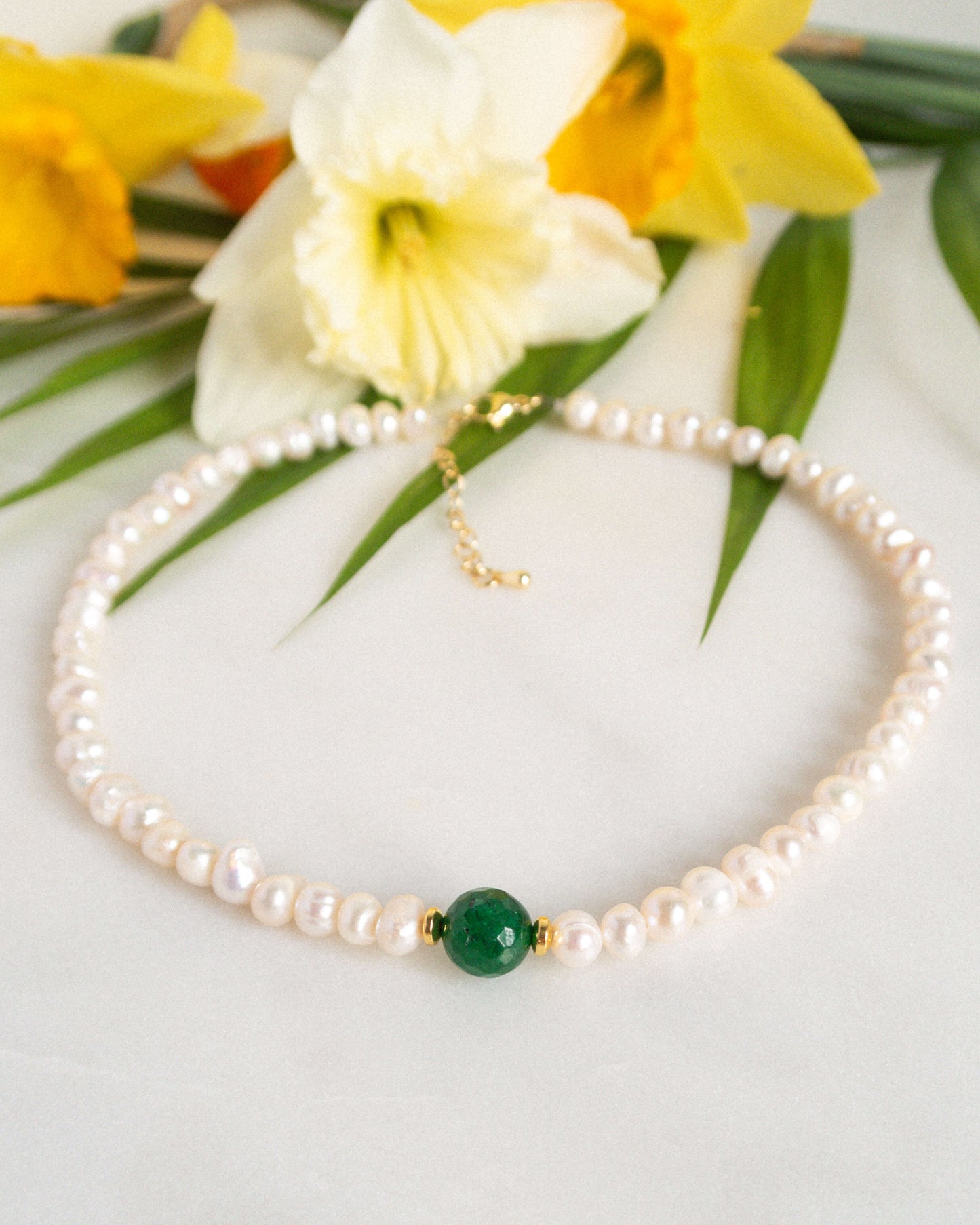 Colier la baza gatului din perle naturale agat verde Love and Stars Jewels
