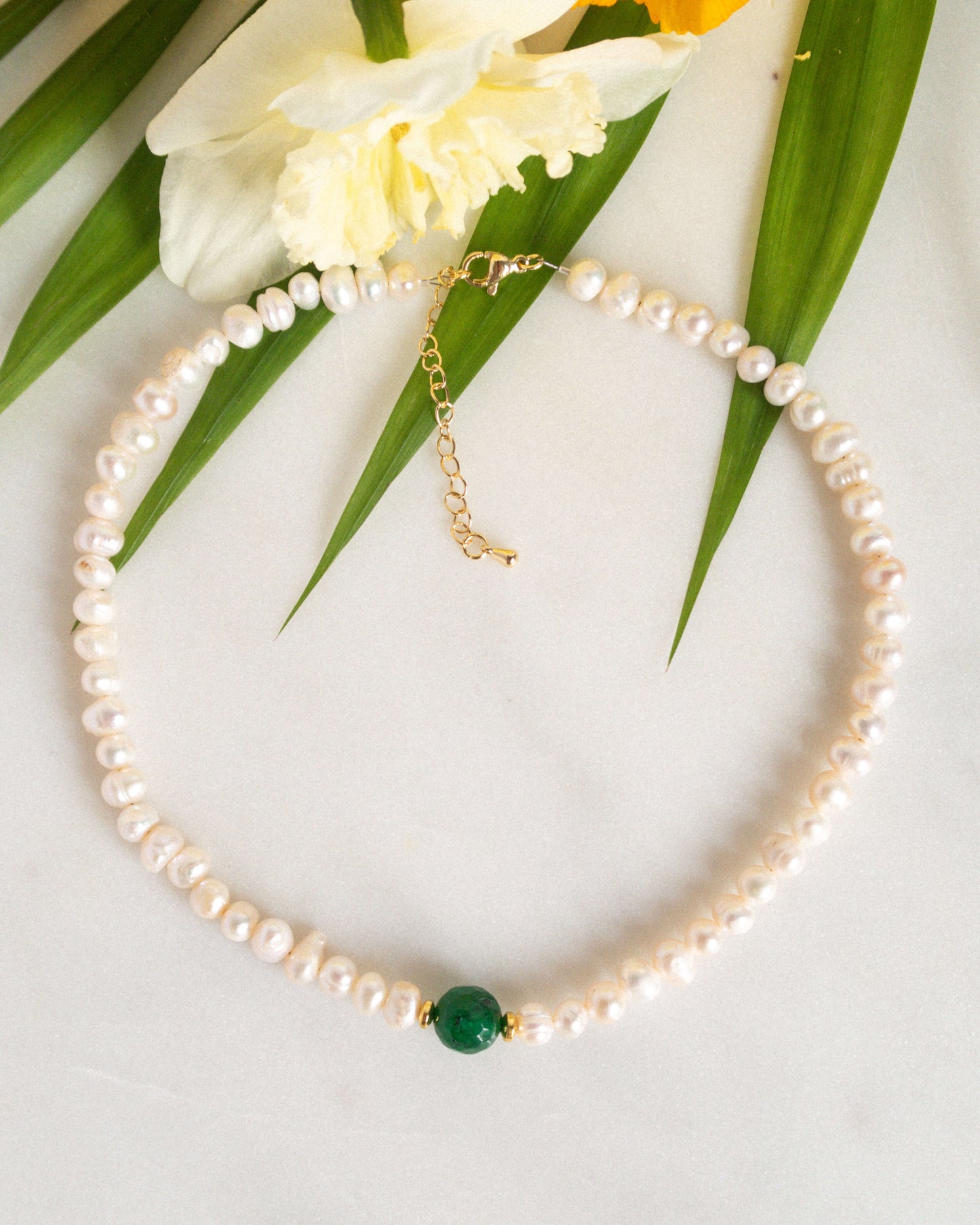 Colier la baza gatului din perle naturale agat verde Love and Stars Jewels