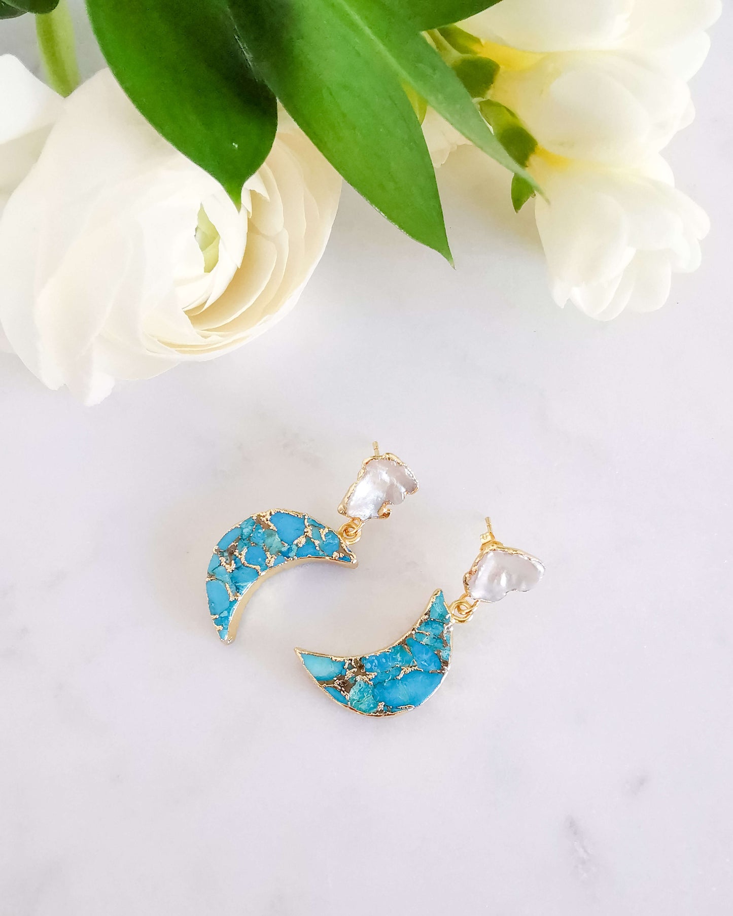 Cercei semiluna turcoaz vara 2023 Love and Stars Jewels