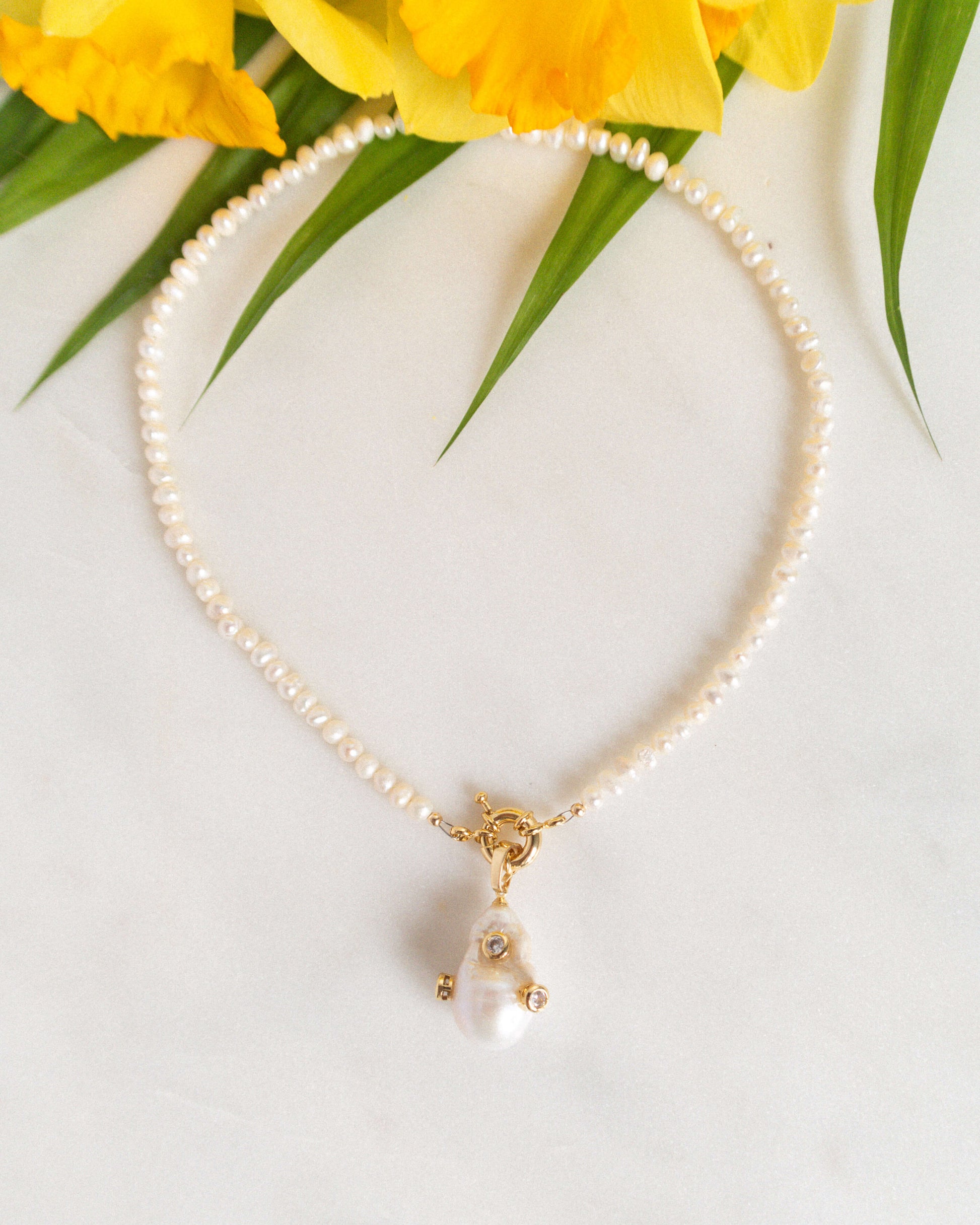 Colier la baza gâtului din perle naturale pandant perla baroc Love and Stars Jewels