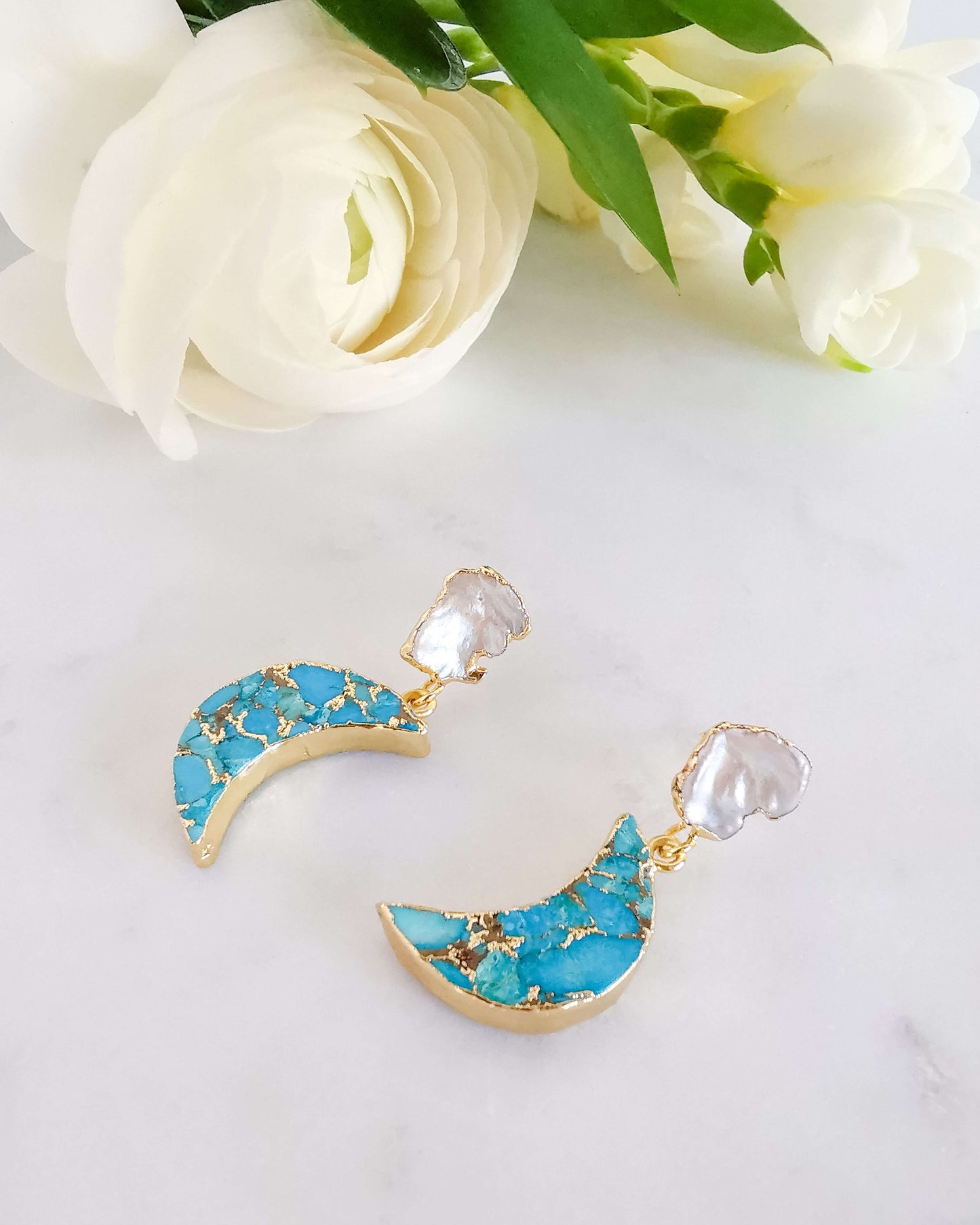 Cercei semiluna turcoaz vara 2023 Love and Stars Jewels