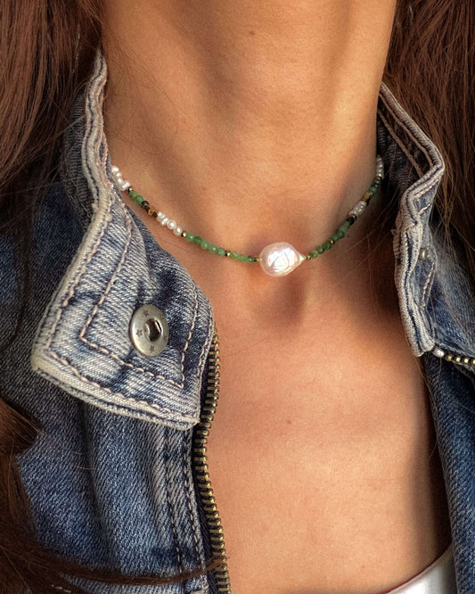 Colier smarald perle naturale ELDA