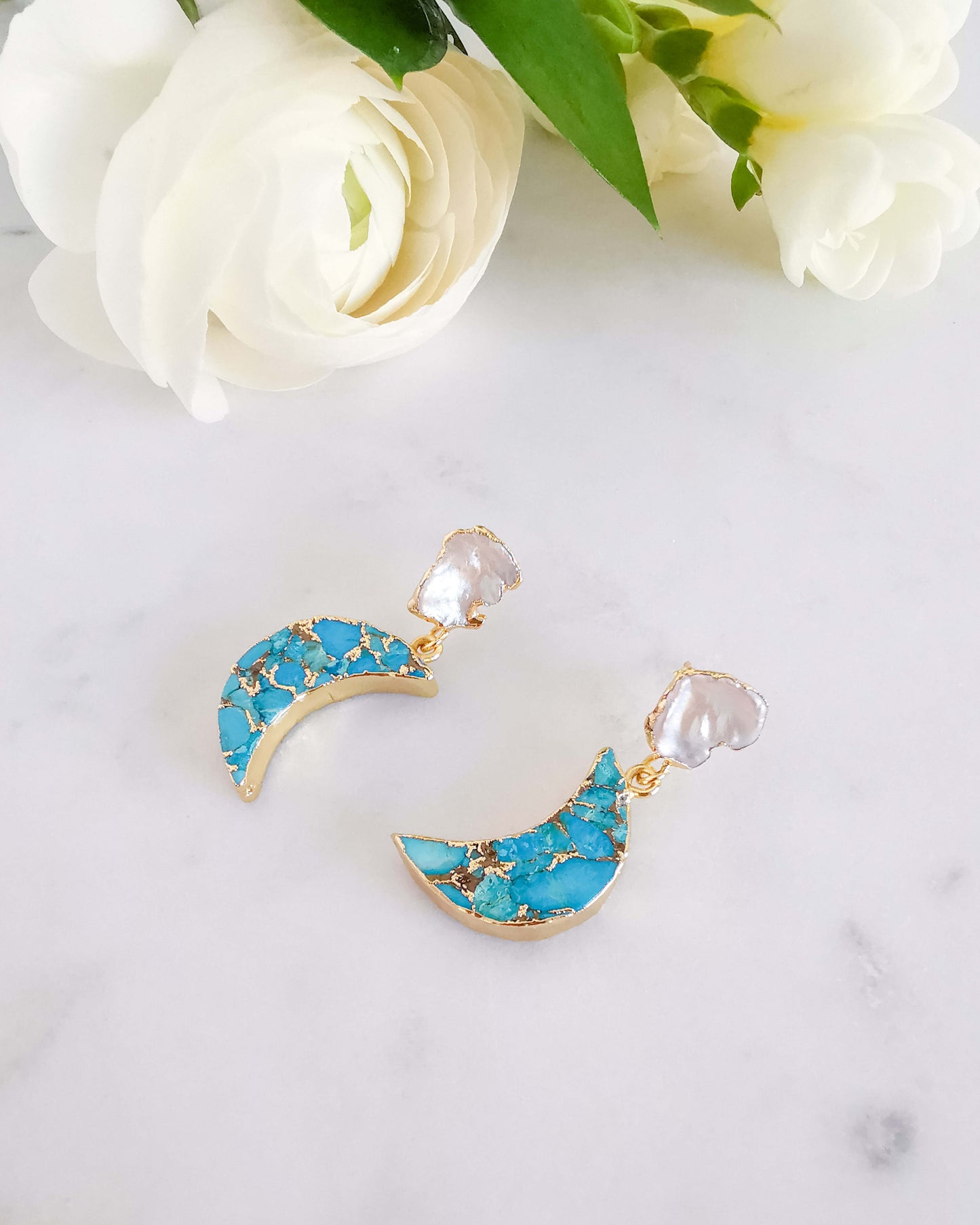 Cercei semiluna turcoaz vara 2023 Love and Stars Jewels
