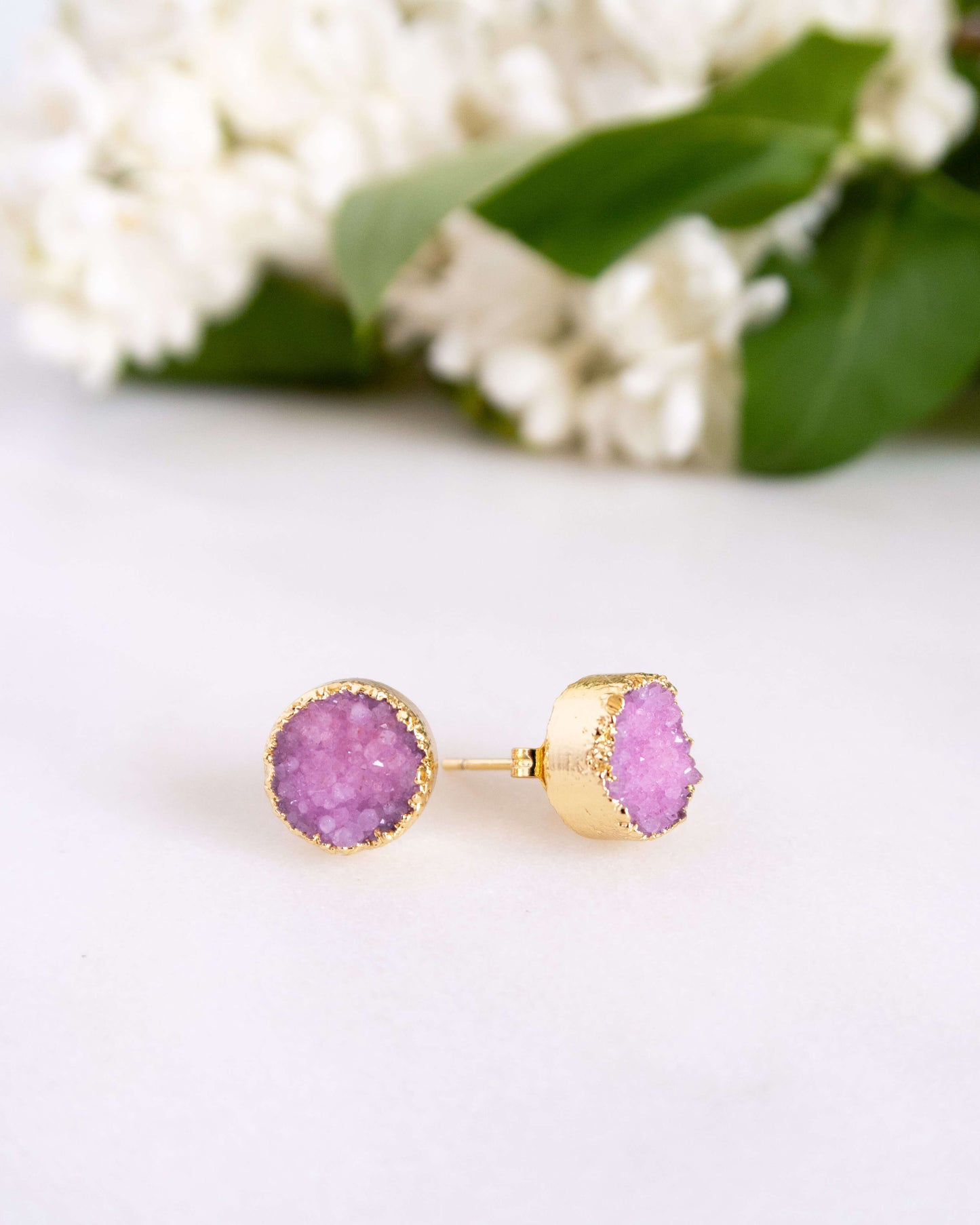 Cercei mici roz cuart Love and Stars Jewels