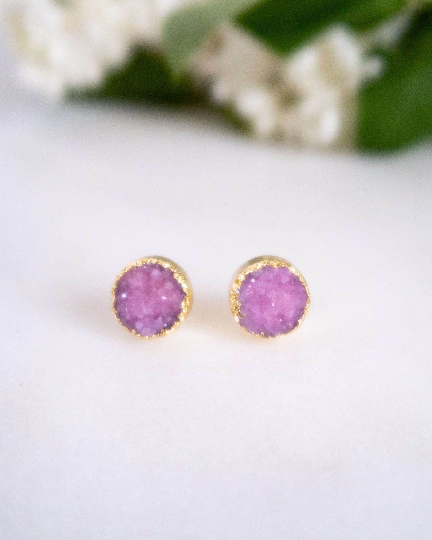 Cercei mici roz cuart Love and Stars Jewels