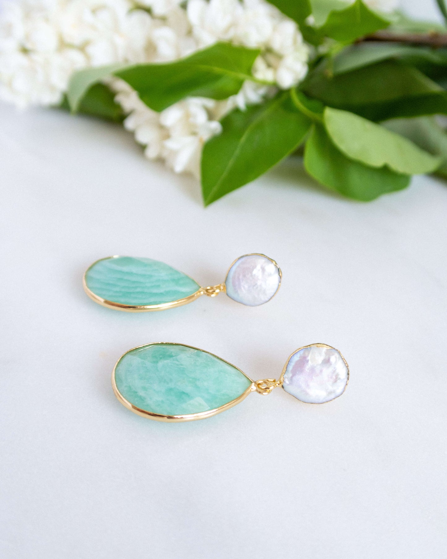 Cercei amazonit perla naturala Love and Stars Jewels