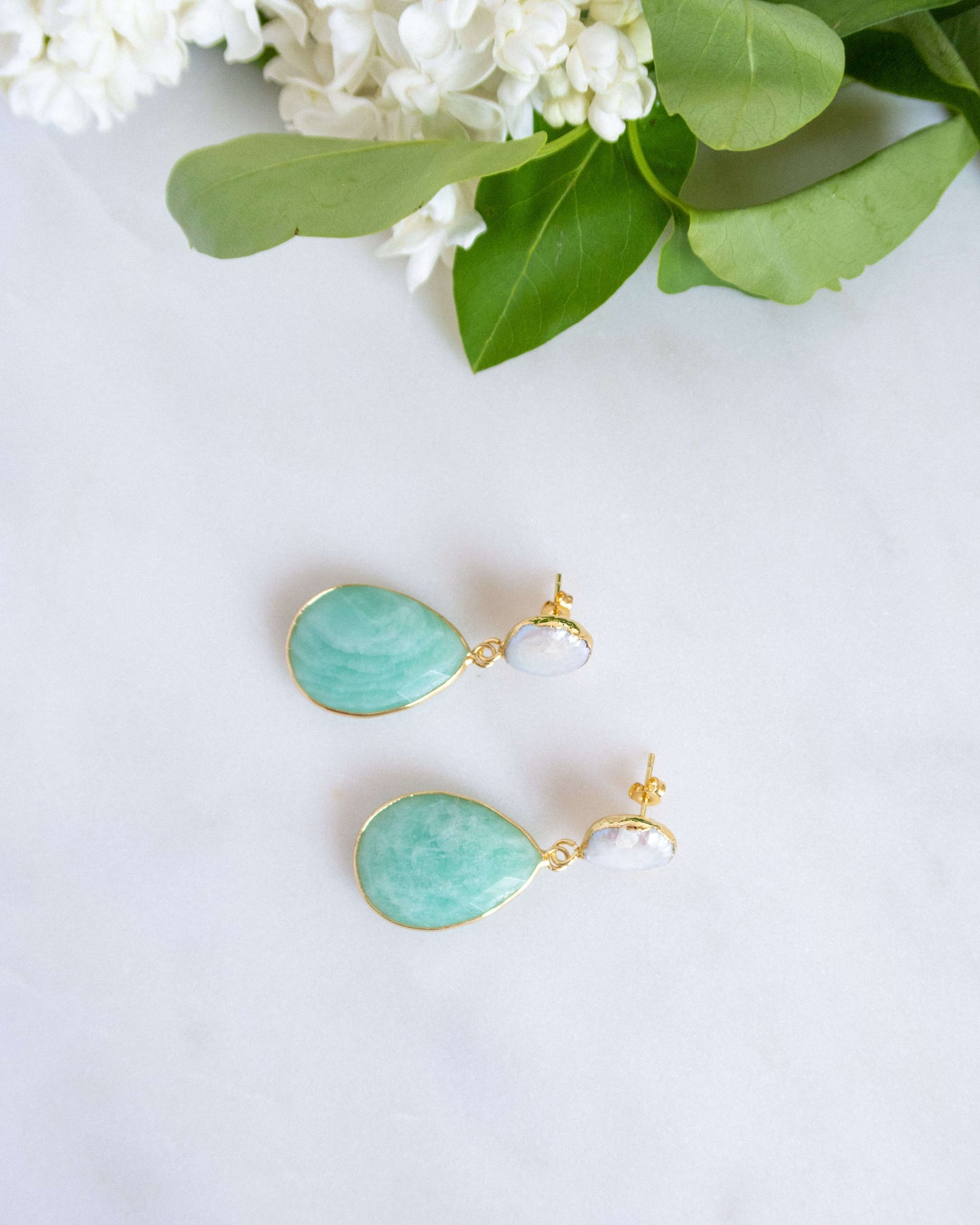 Cercei amazonit perla naturala Love and Stars Jewels