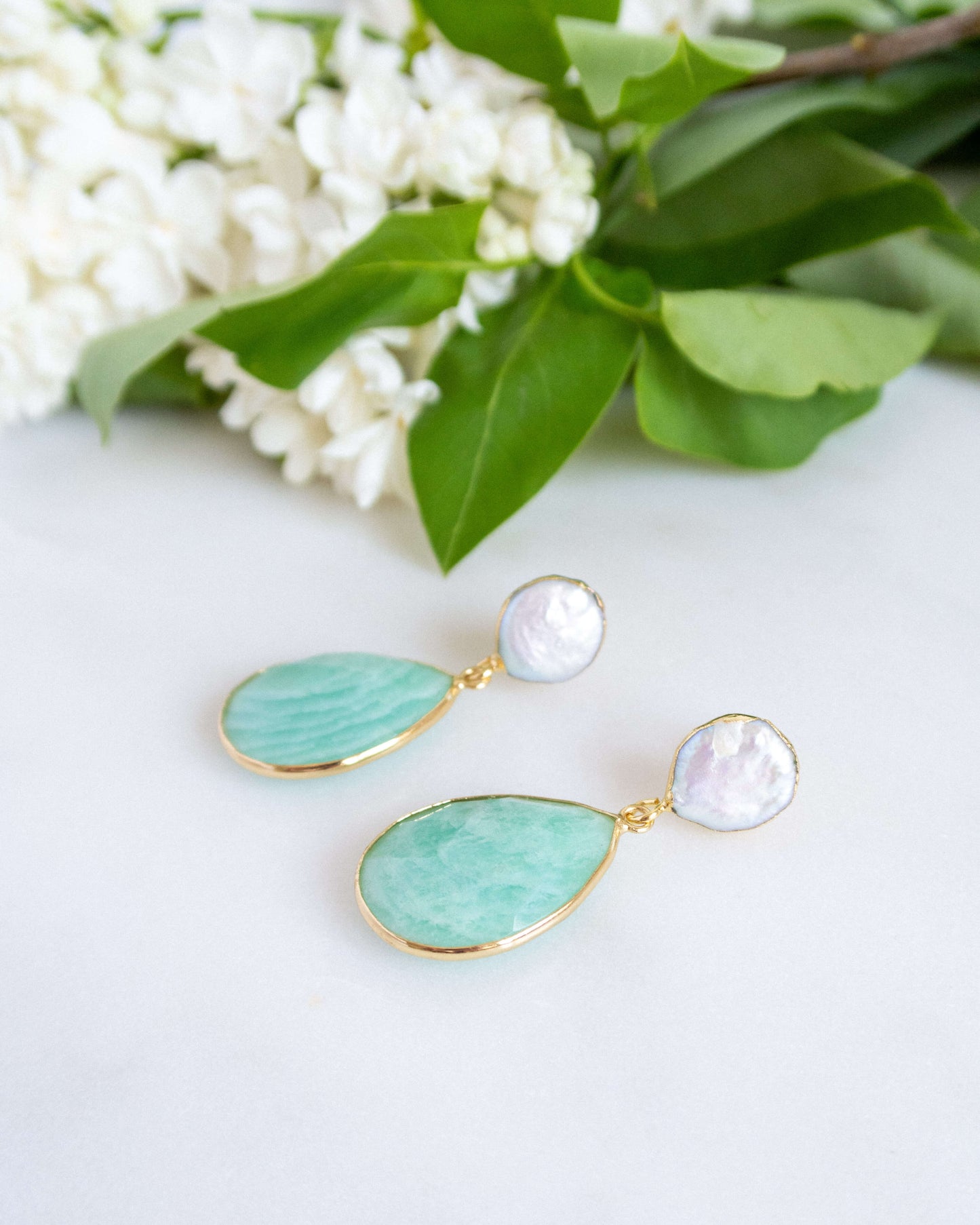 Cercei amazonit perla naturala Love and Stars Jewels