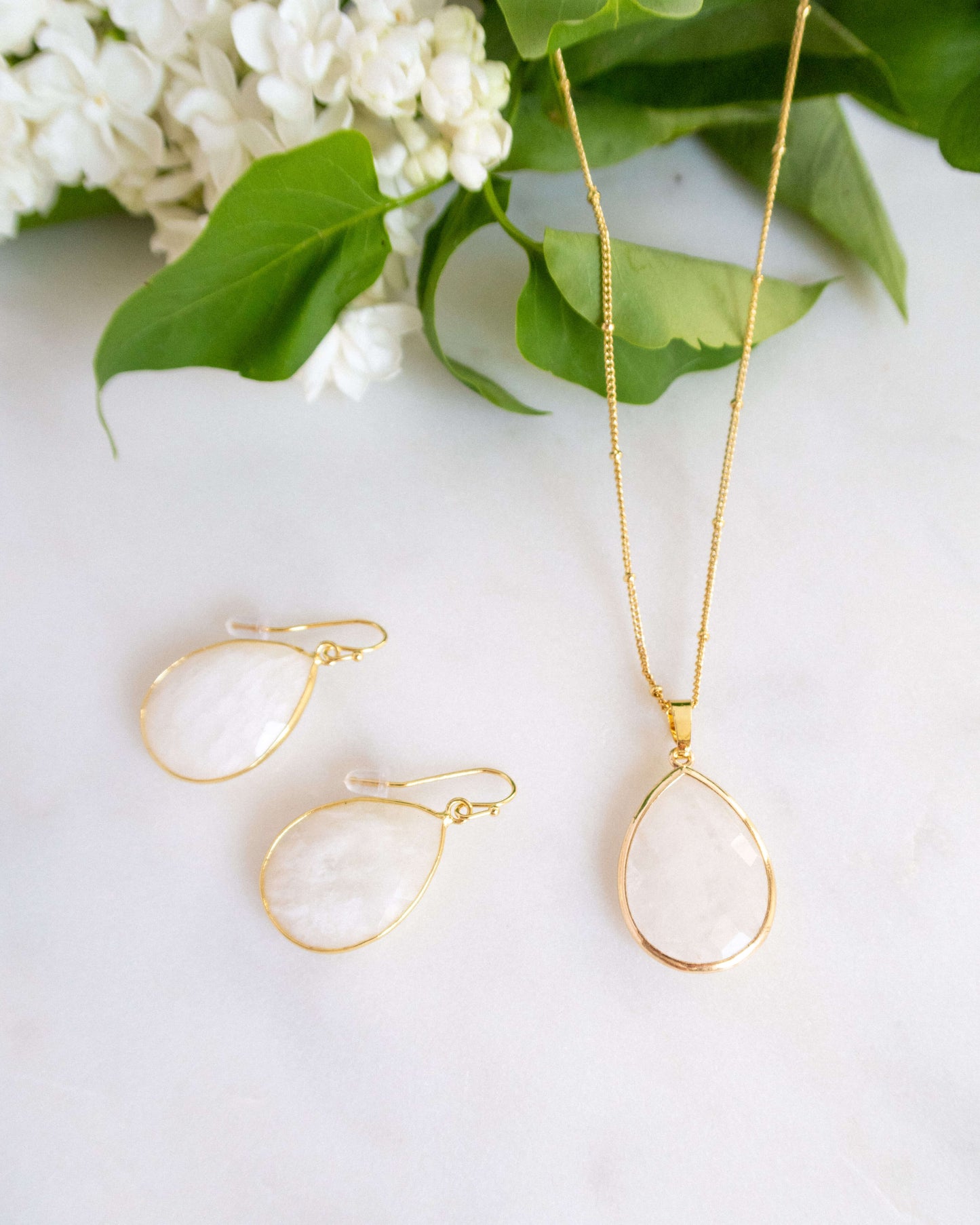 Set bijuterii cercei si colier piatra lunii Love and Stars Jewels