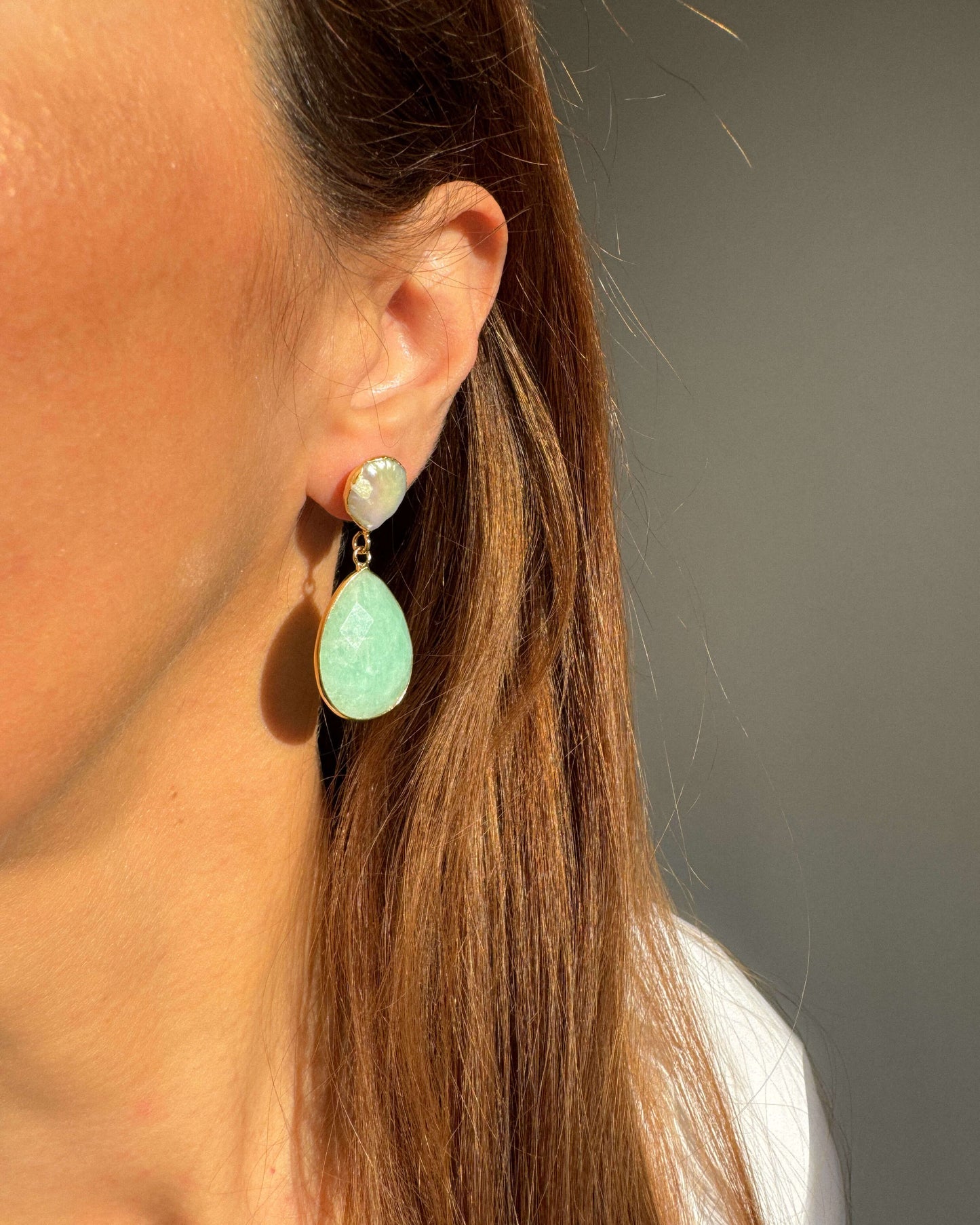 Cercei amazonit perla naturala Love and Stars Jewels