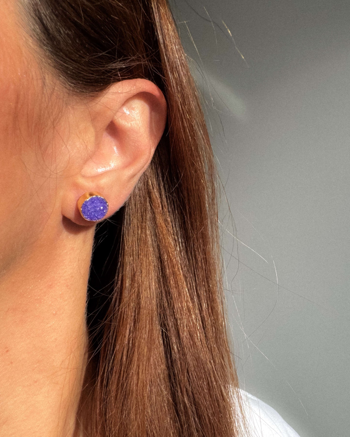 Cercei mici violet din cuart Love and Stars Jewels