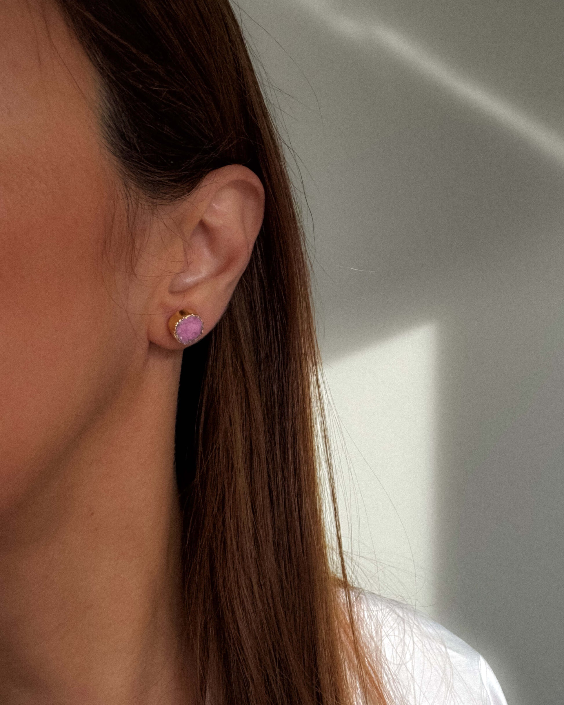 Cercei mici roz cuart Love and Stars Jewels