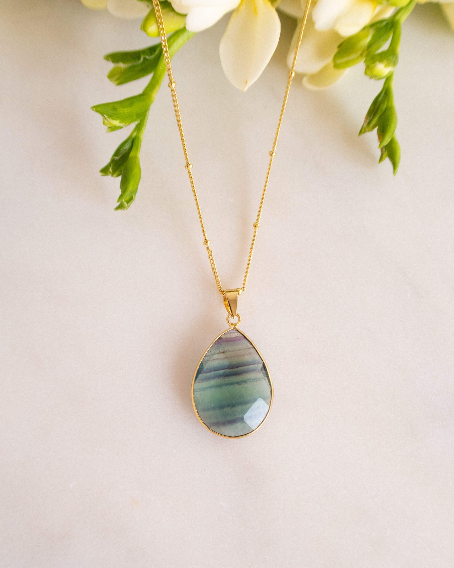 Colier pandant fluorit LEDA