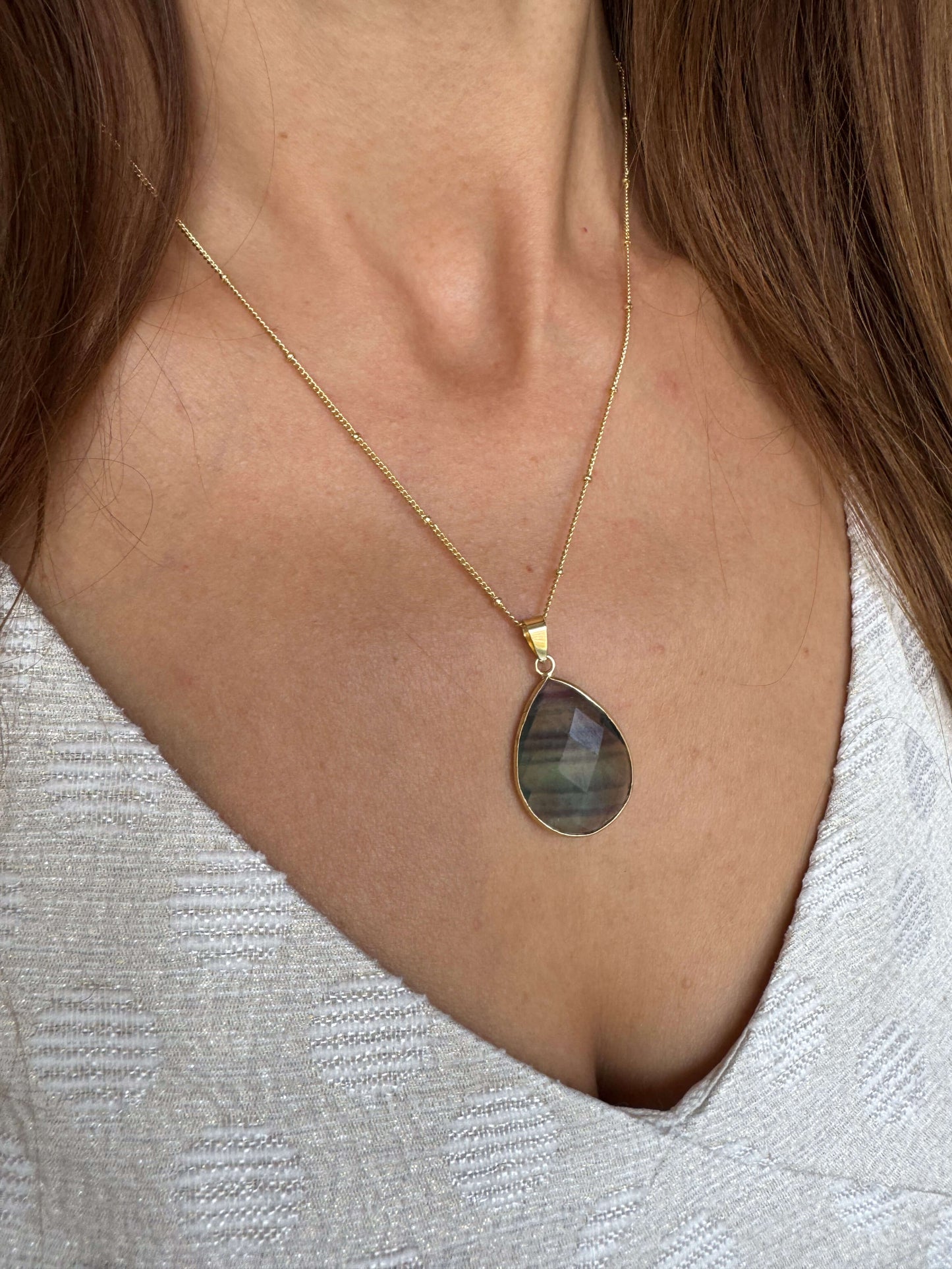 Colier pandant fluorit LEDA