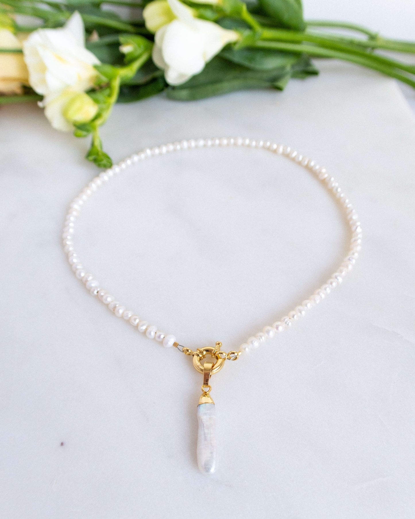 Colier la baza gatului din perle naturale Love and Stars Jewels