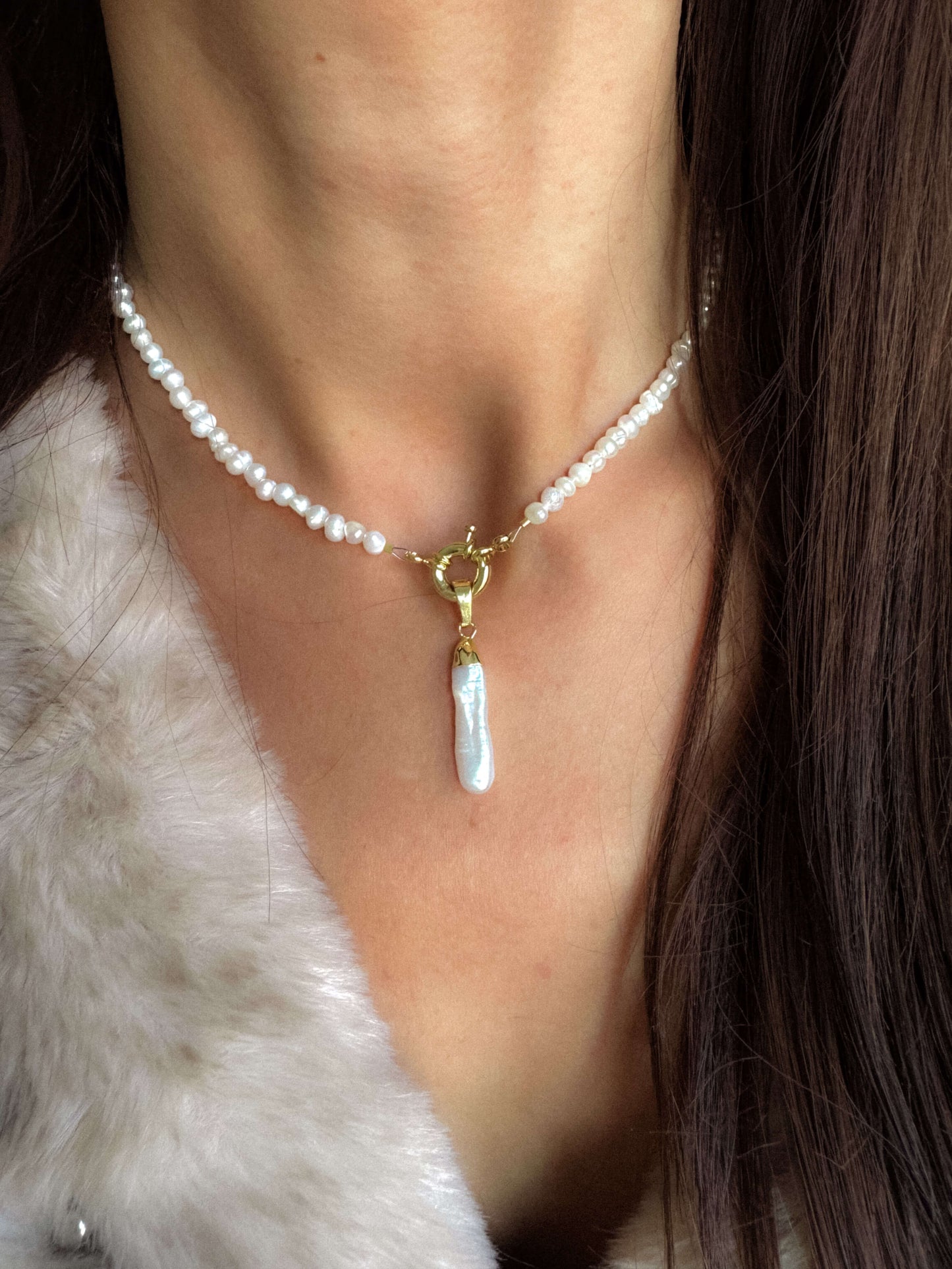 Colier la baza gatului din perle naturale Love and Stars Jewels