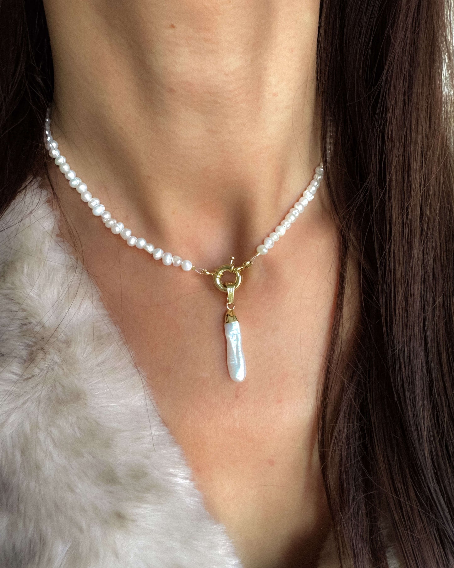 Colier la baza gatului din perle naturale Love and Stars Jewels