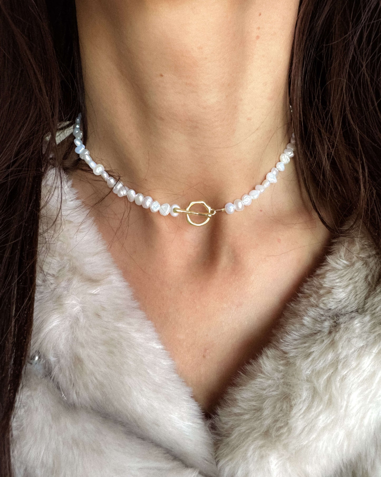 Colier la baza gâtului perle naturale Love and Stars Jewels