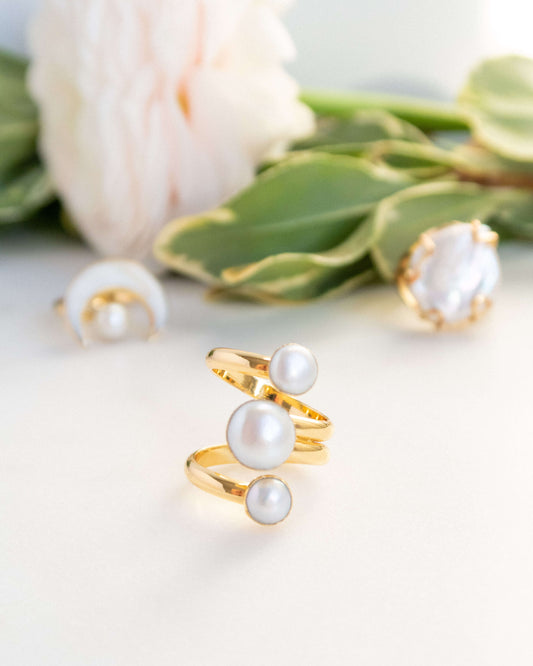 inel reglabil perle naturale love and stars jewels