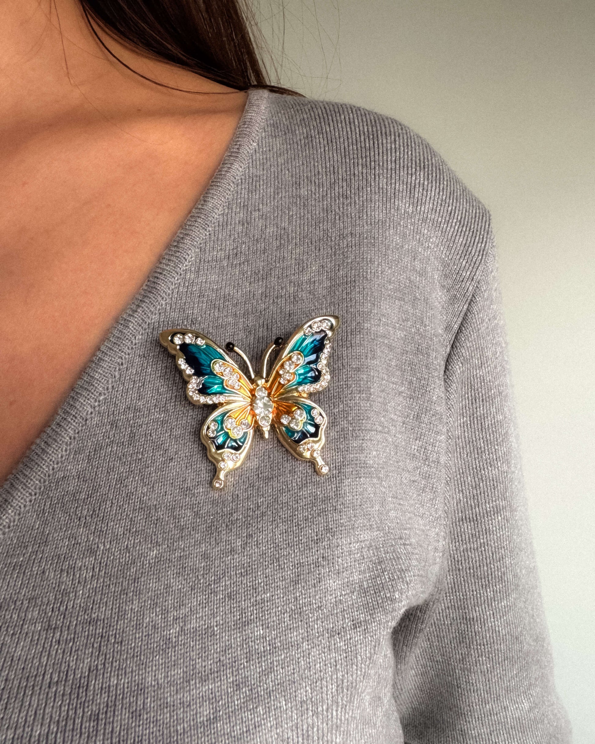 Broșă fluture albastru love and stars jewels