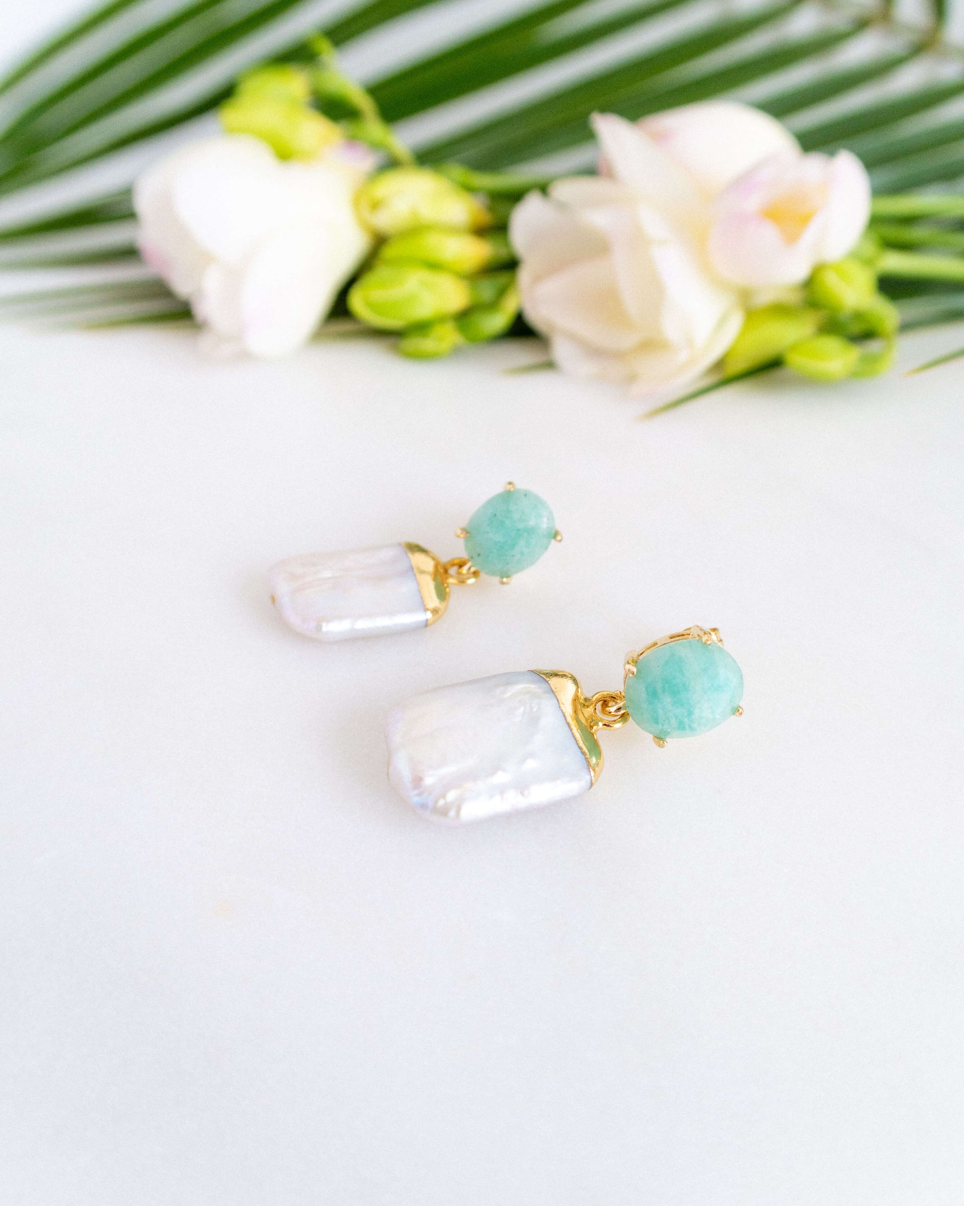 Cercei din perle naturale amazonit love and stars jewels