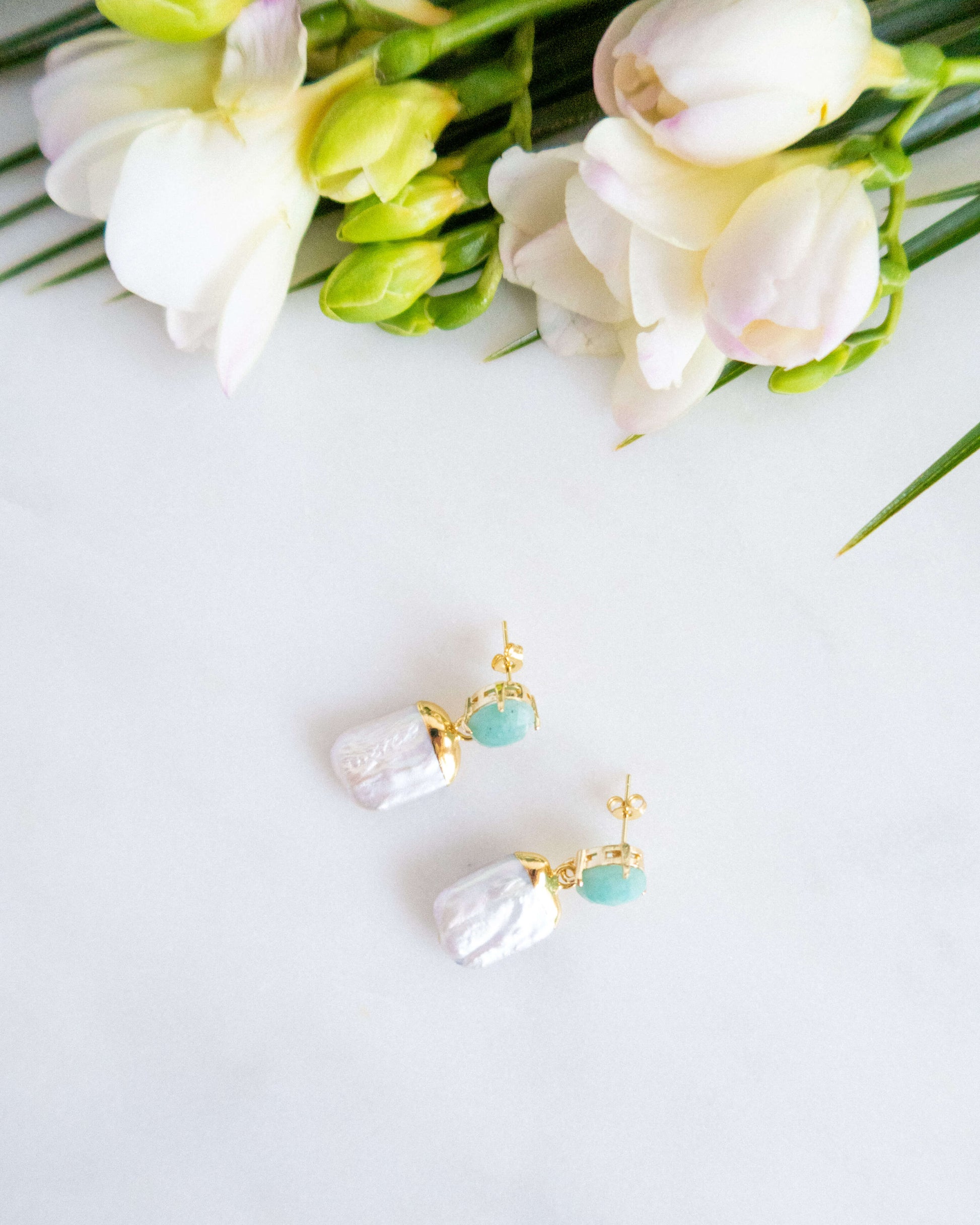 Cercei din perle naturale amazonit love and stars jewels