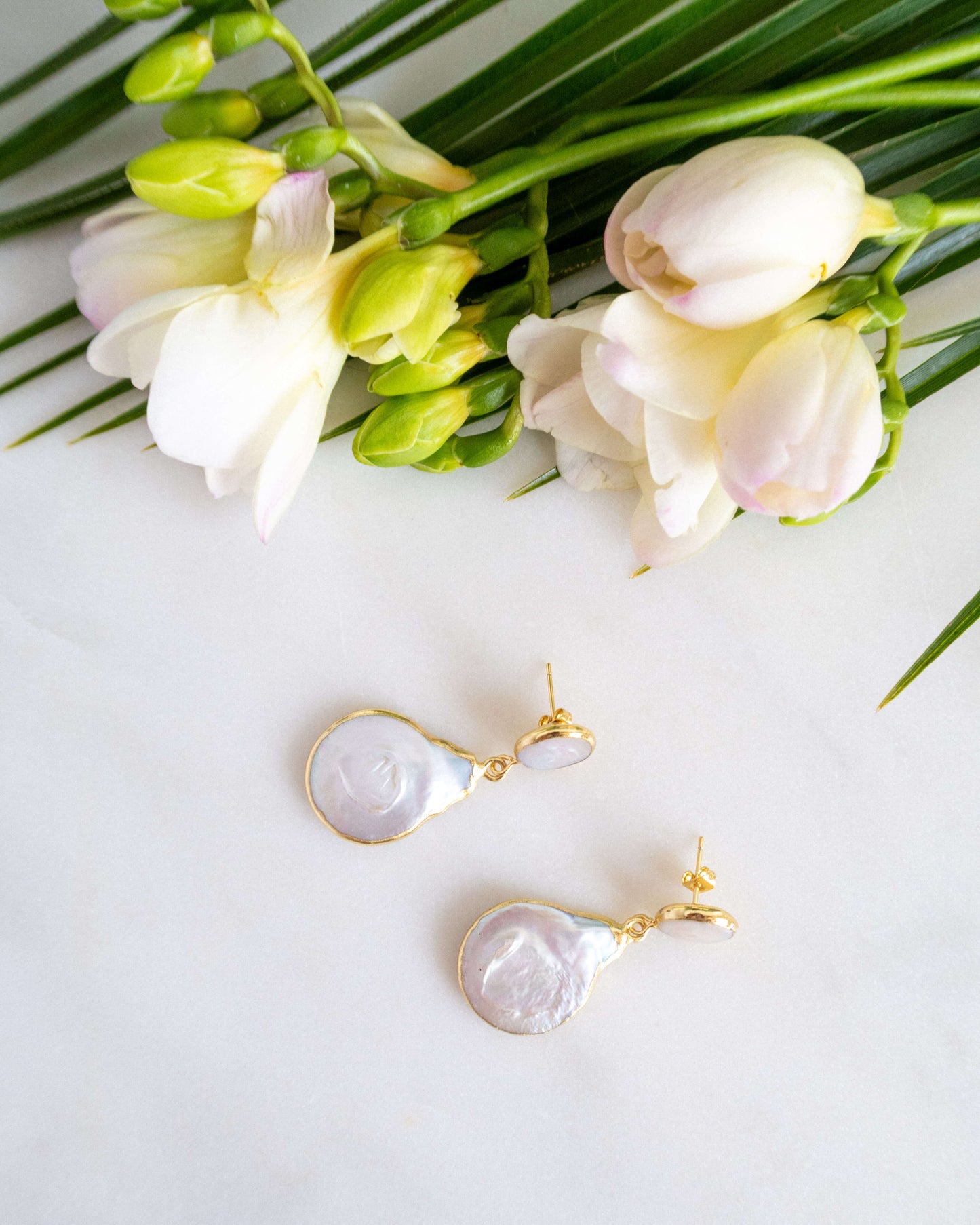 Cercei foarte usori din perle naturale Love and Stars Jewels