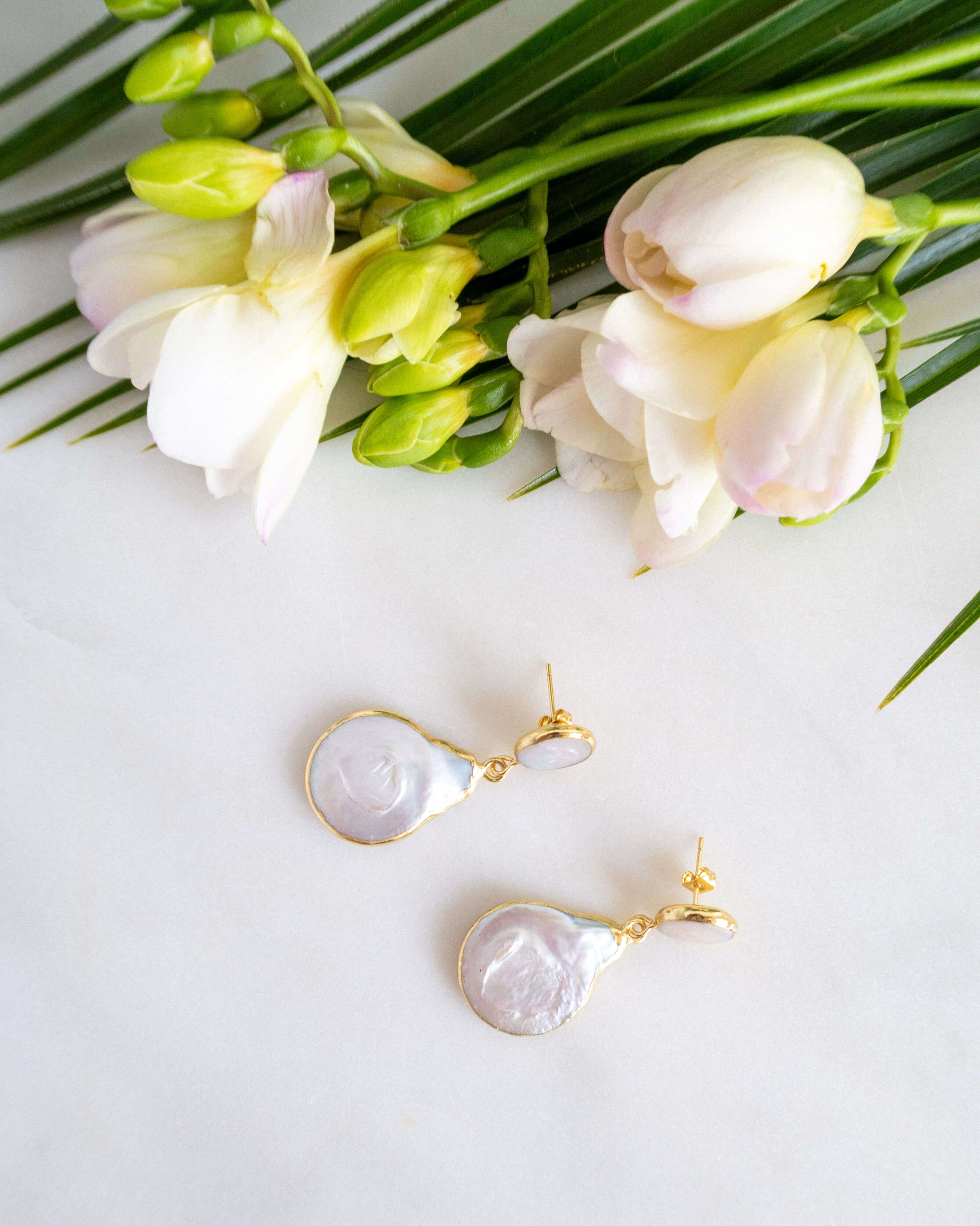 Cercei foarte usori din perle naturale Love and Stars Jewels