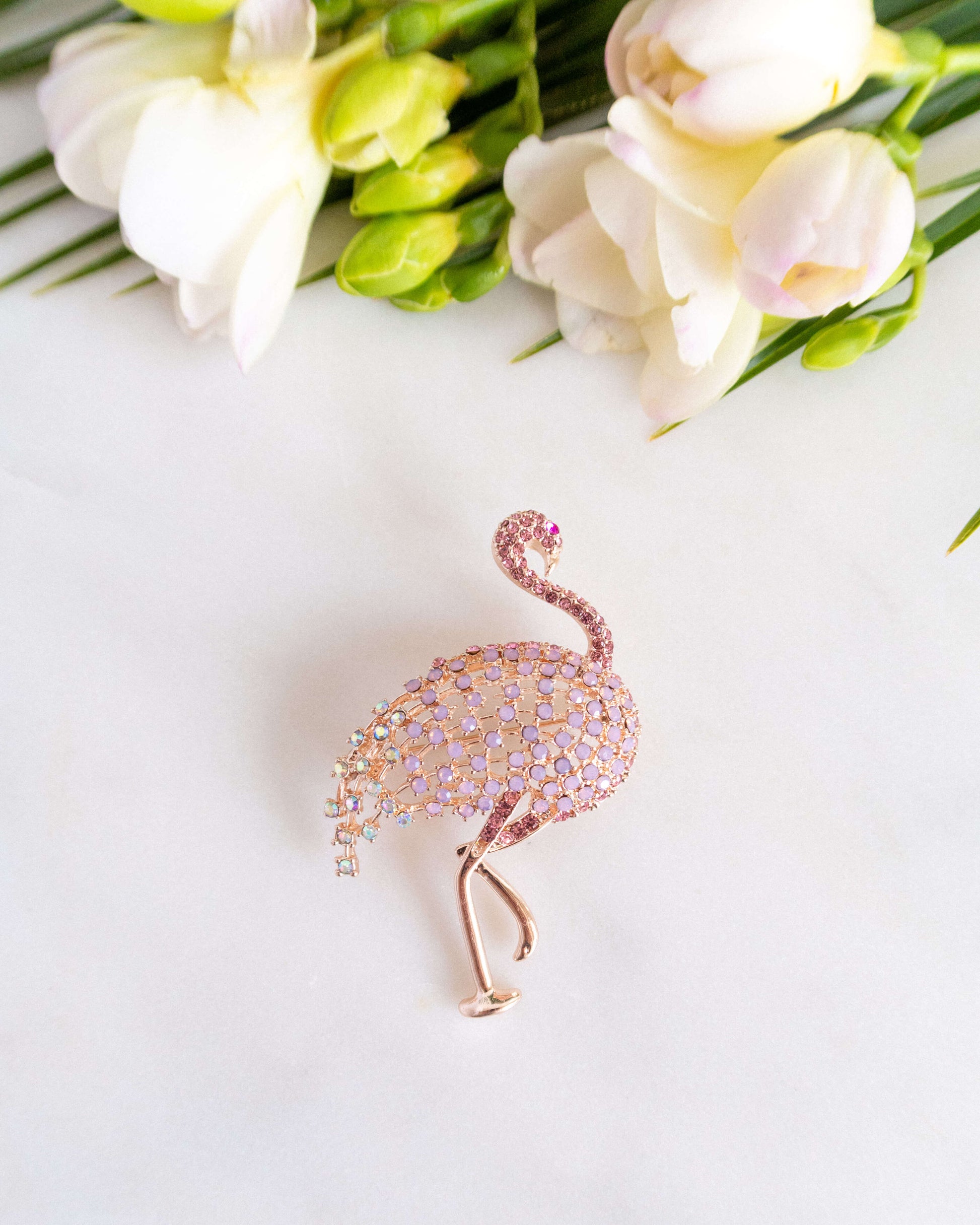 Broșă flamingo roz love and stars jewels