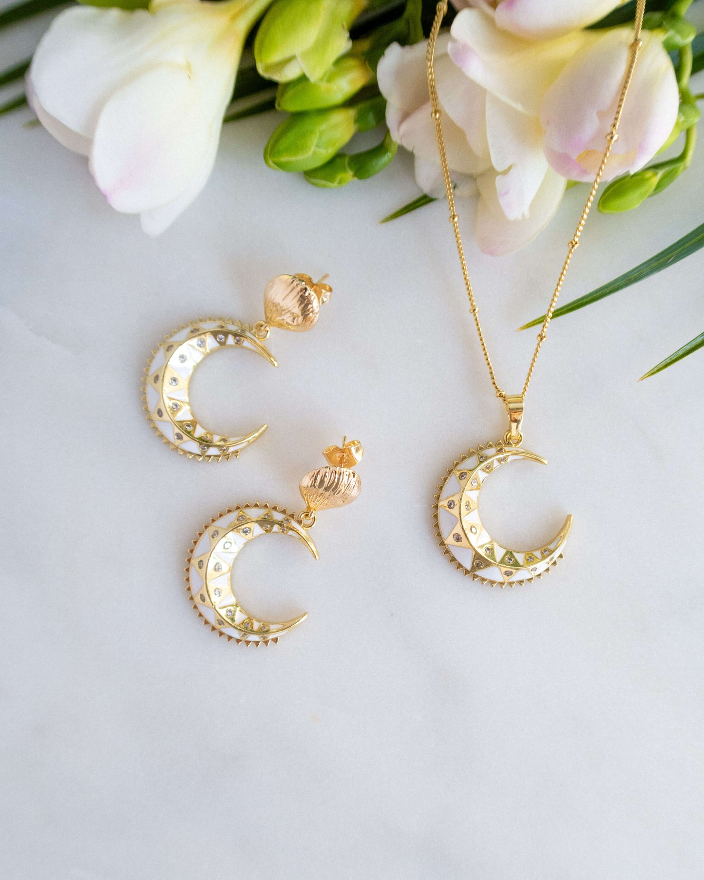Set cercei și colier semilună CARLOTTA