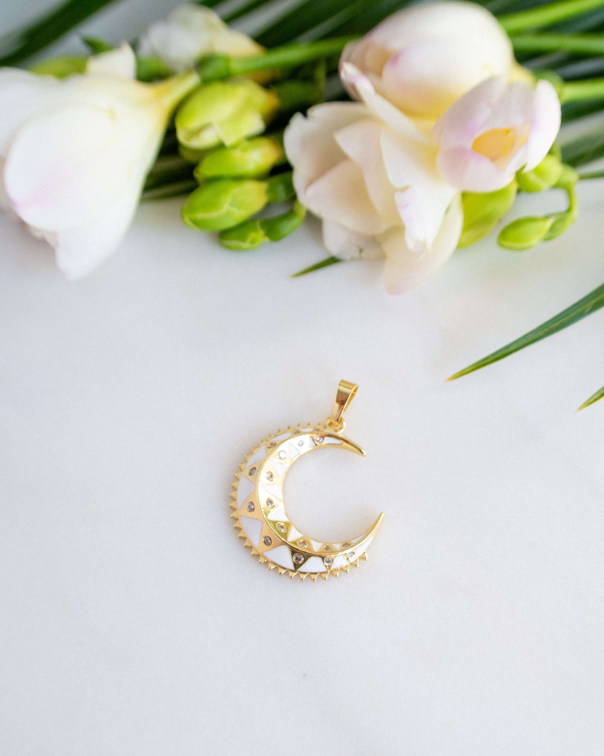 pandant semiluna zirconii love and stars jewels